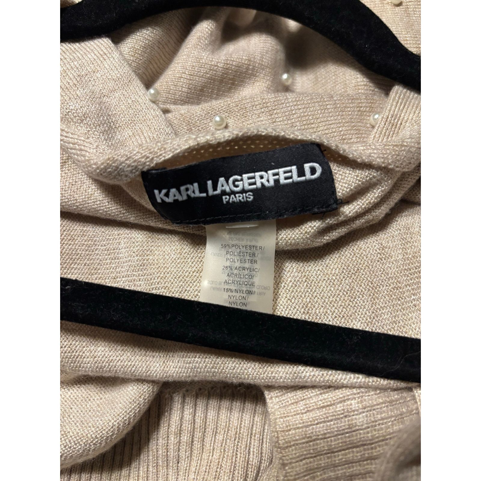 The Unbranded Brand Karl Lagerfeld Cream Pearl Cardigan One Size Size S / US 4 / IT 40 - 7 Thumbnail