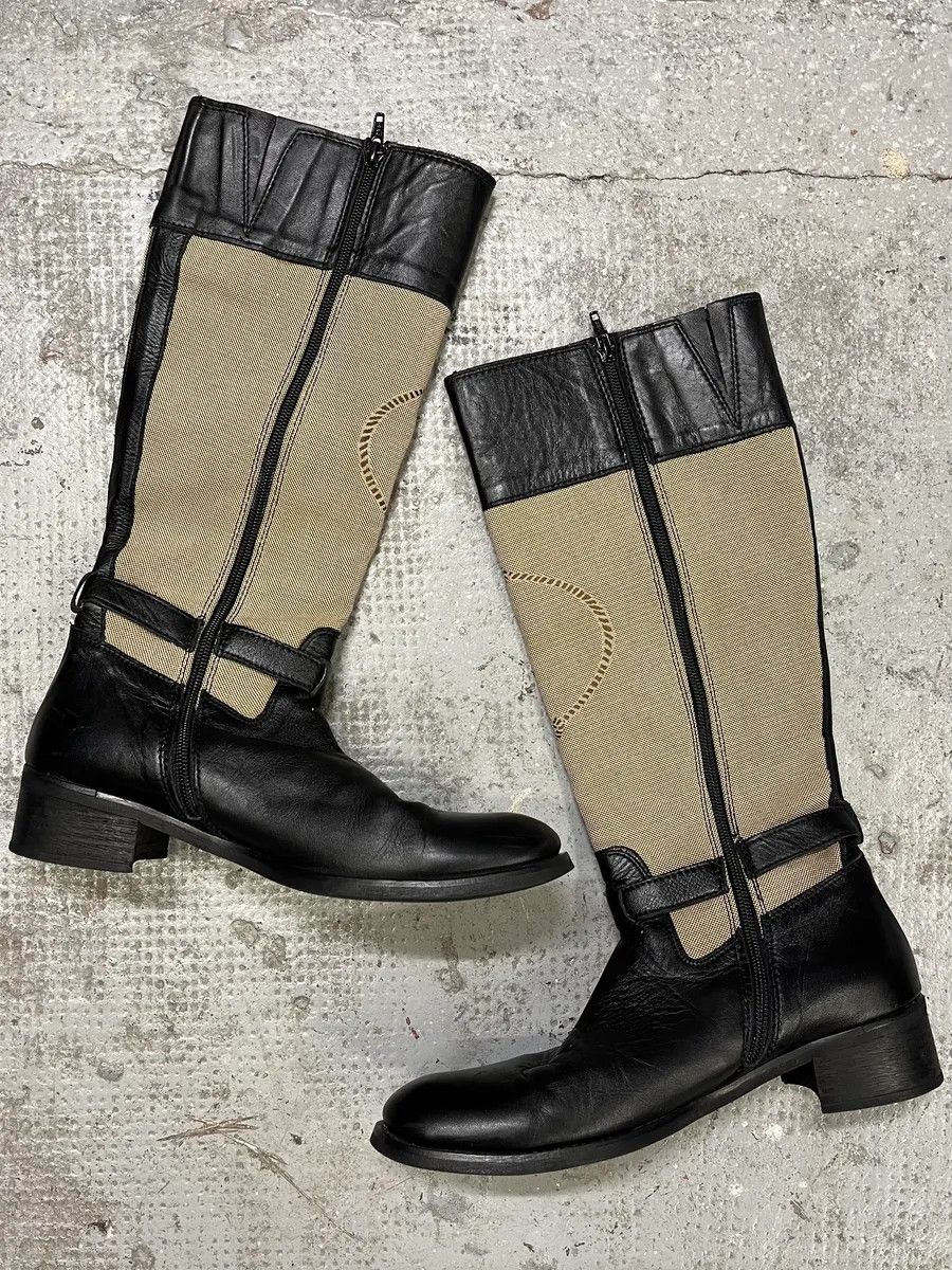Prada Prada Beige Linen Black Leather Boots Size US 6 / IT 36 - 3 Thumbnail
