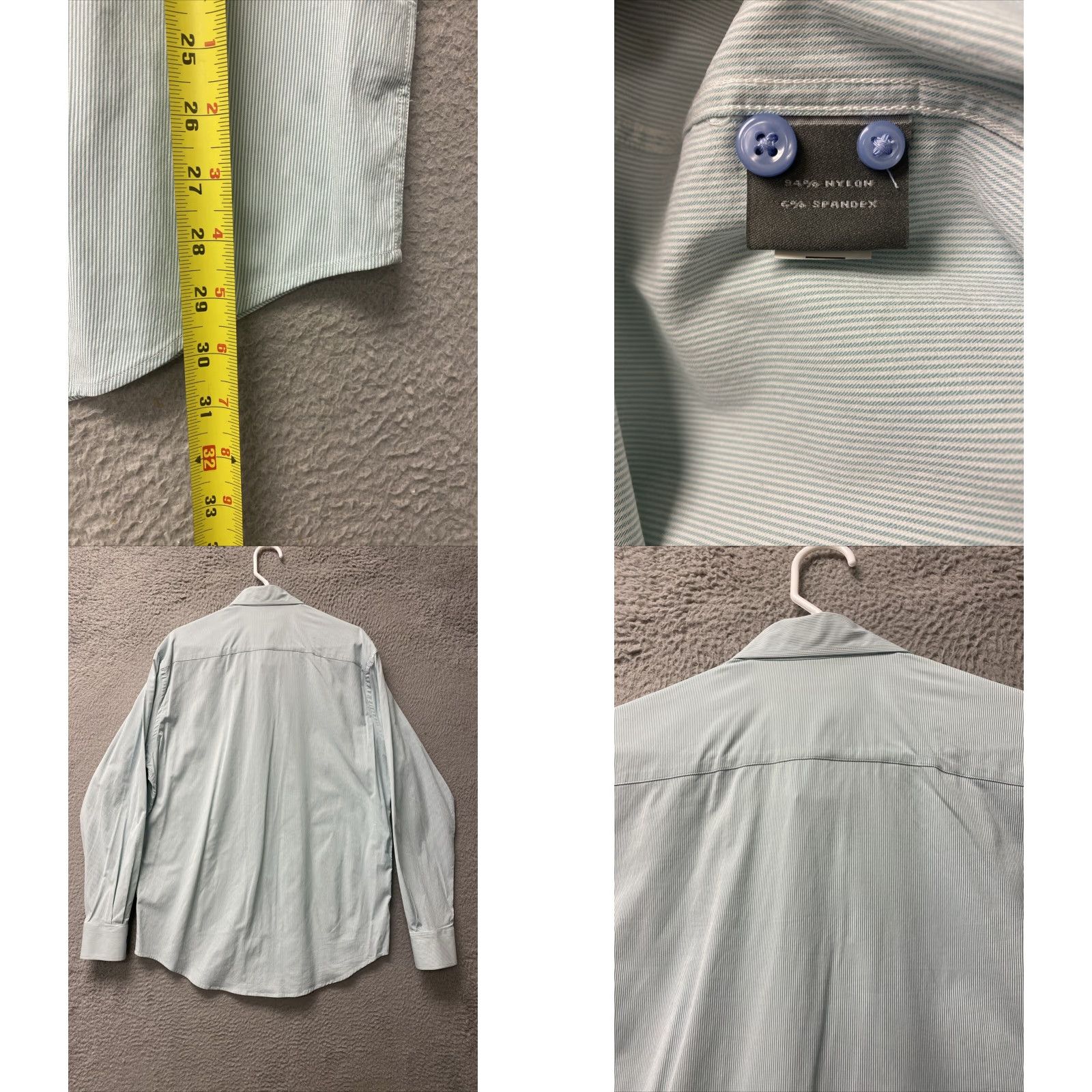Peter Millar Peter Millar Summer Comfort Long Sleeve Shirt Men L Mint Green Pin Stripes Performance Golf Casual Size US L / EU 52-54 / 3 - 8 Thumbnail