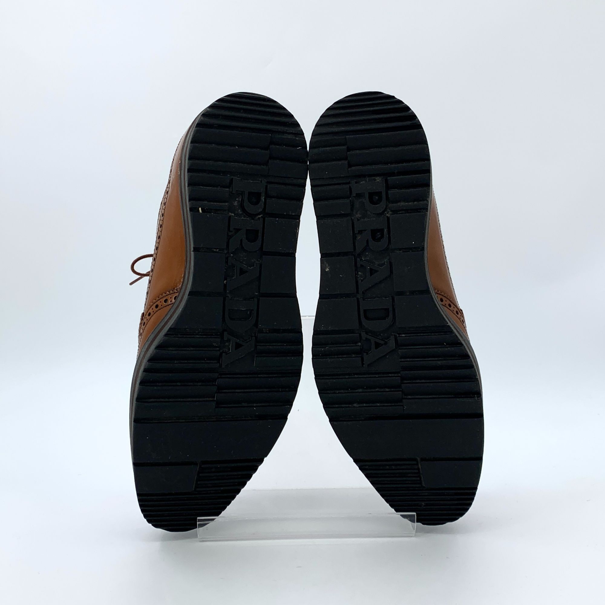 Prada Prada Brown Baroque Embossed Lace-Up Platform Leather Shoes Size US 7.5 / EU 40-41 - 8 Thumbnail