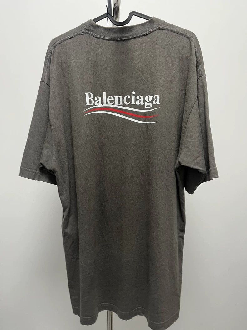 Balenciaga Balenciaga Gray Worn Printed Crack Crack Coke Short Sleeve Size US XXS / EU 40 - 2 Thumbnail