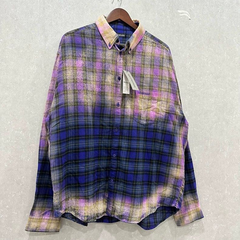 Balenciaga Balenciaga size 38 Violet Plaid Shirt Size M / US 6-8 / IT 42-44 - 3 Thumbnail