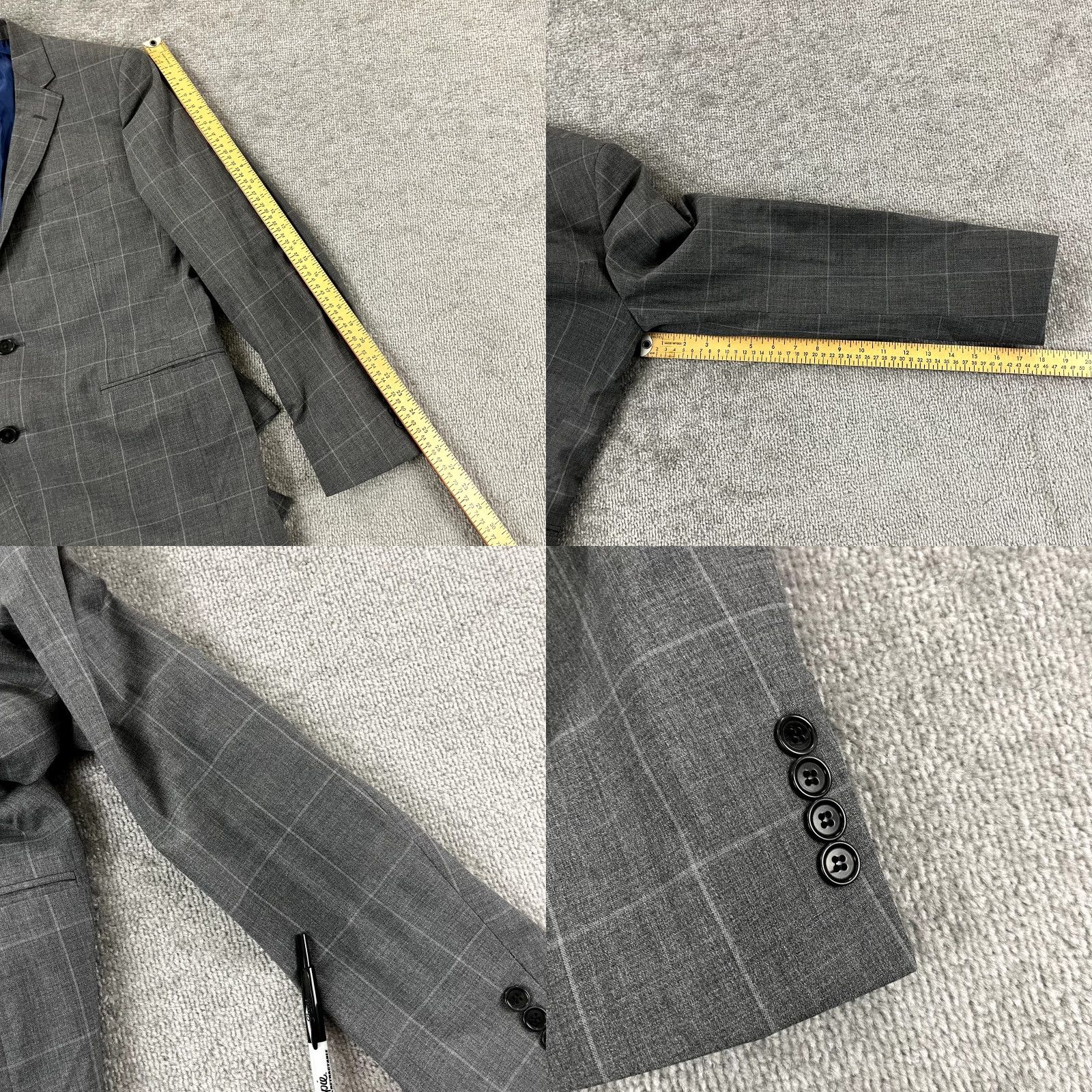 Brooks Brothers BROOKS BROTHERS Blazer Men 41R Gray Plaid Wool 2 Button Jacket Single-Breasted Regular Size 42R - 8 Thumbnail