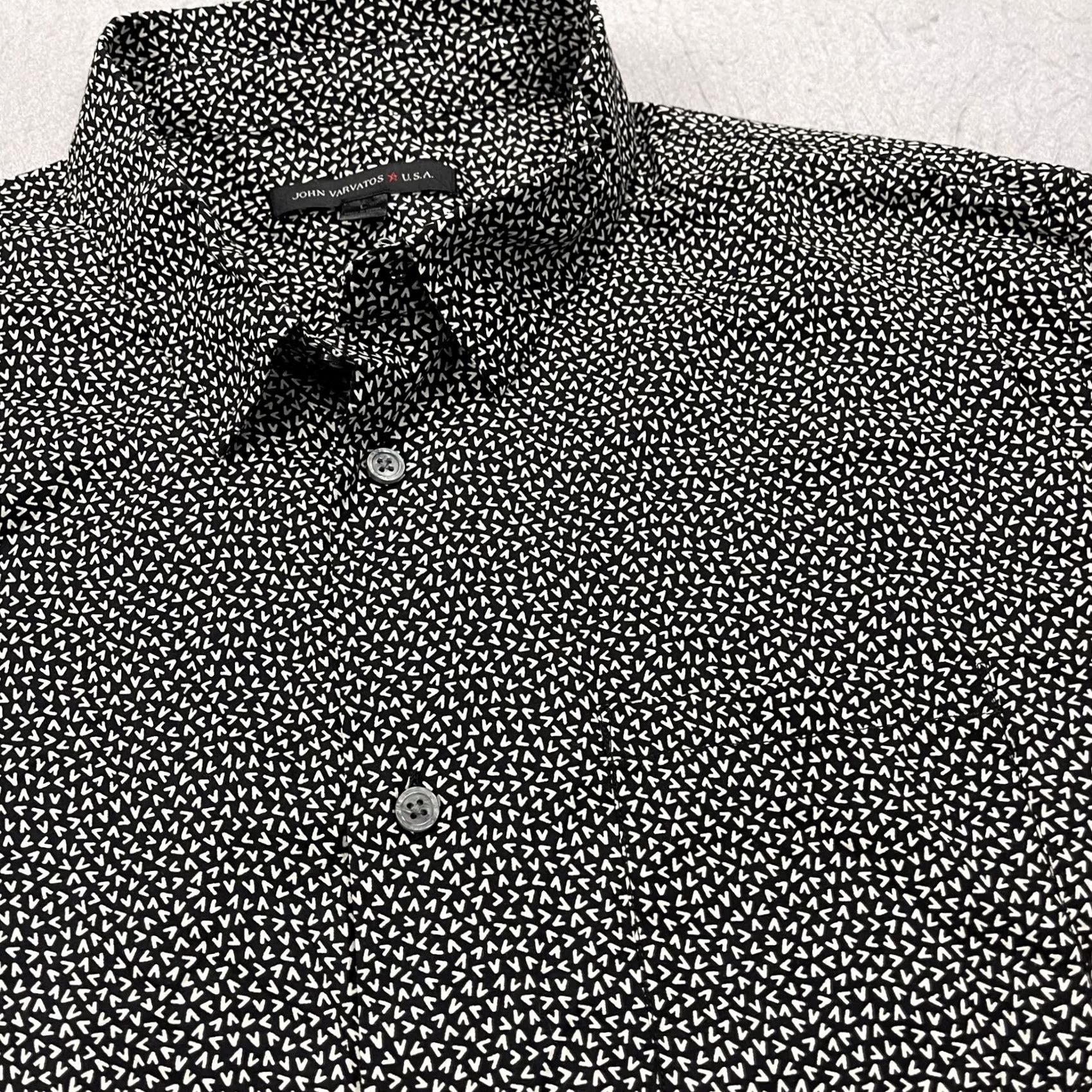 John Varvatos VINTAGE John Varvatos U.S.A. Shirt Mens L Black Geometric Short Sleeve Button Up Camp Size US L / EU 52-54 / 3 - 3 Thumbnail