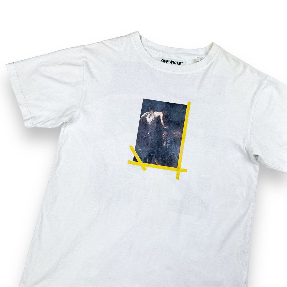 Off White Off White Yellow Caravaggio White T Shirt Grailed