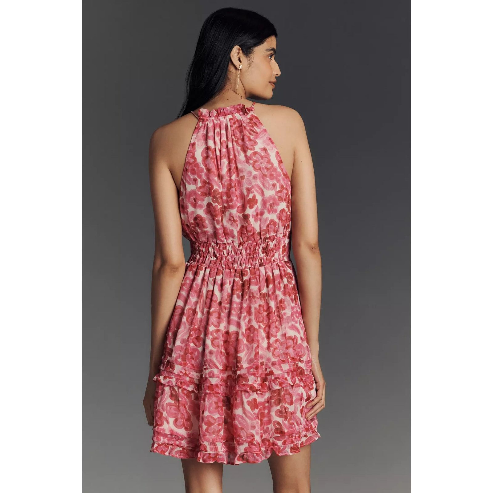 Anthropologie New The Somerset Halter Mini Dress $148 Large Pink Floral Size L / US 10 / IT 46 - 2 Thumbnail