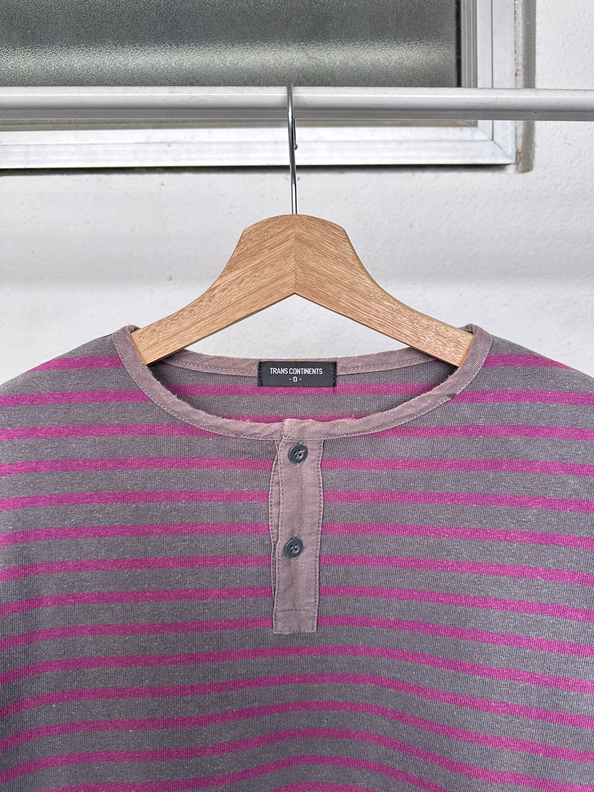 If Six Was Nine 00's Trans Continents - Striped Henley neck long sleeve Size US M / EU 48-50 / 2 - 9 Thumbnail