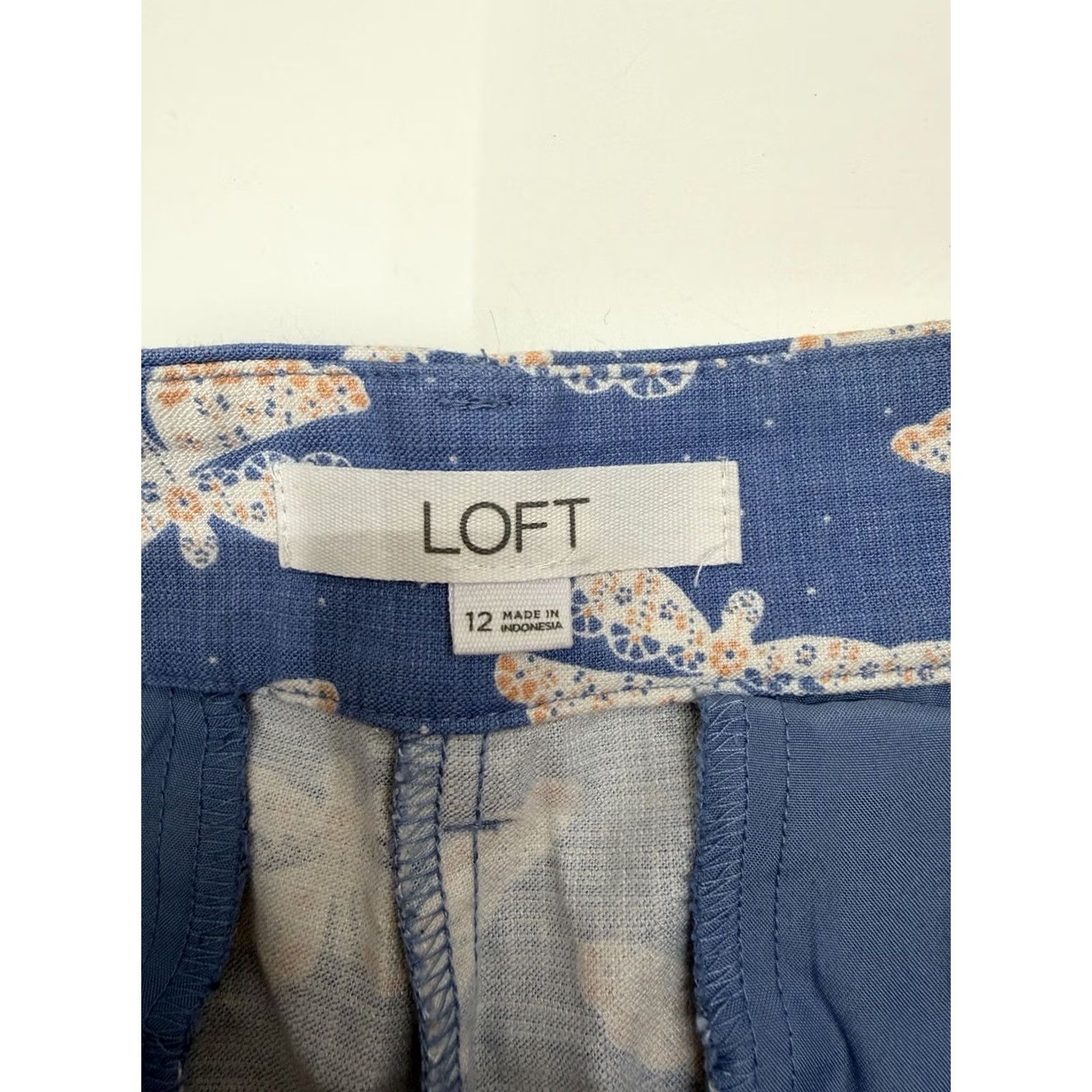 Ann Taylor Ann Taylor Loft Womens Shorts Size 12 Blue Dragonfly Chino Linen Size 34" / US 12 / IT 48 - 4 Thumbnail