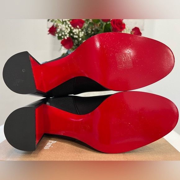 CHRISTIAN LOUBOUTIN Leather CL Buckle Red Sole Chelsea Boots