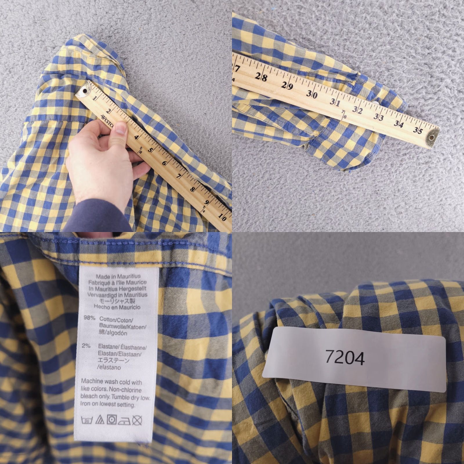 J.Crew J.CREW Shirt Mens XL Slim Fit Check Button-Up Yellow Blue Lightweight Long Sleeve Navy? Size US XL / EU 56 / 4 - 8 Thumbnail