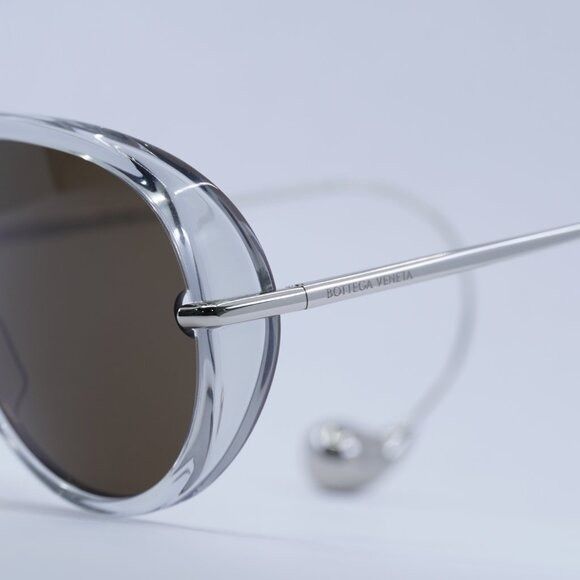 Bottega Veneta Bottega Veneta BV1273S 009 Sunglasses Grey Geometric Frame Size ONE SIZE - 5 Thumbnail