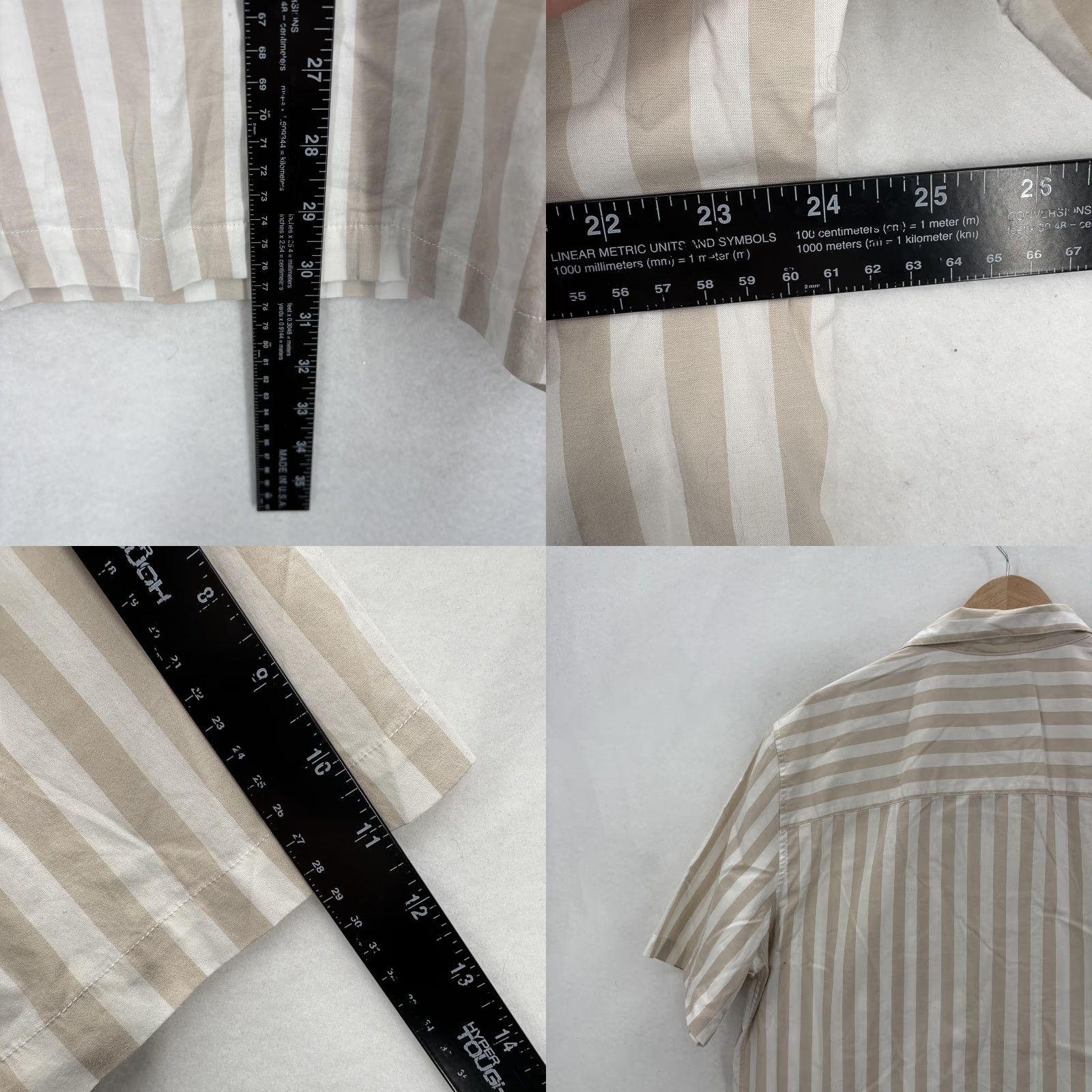 Gap Gap Shirt Mens Large Beige Khaki Stripe Short Sleeve Button-Up Poplin Stretch Size US L / EU 52-54 / 3 - 8 Thumbnail