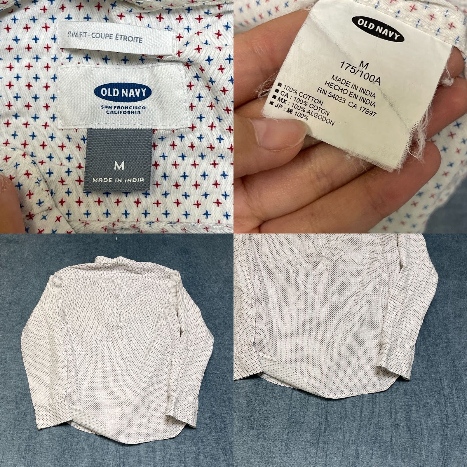Old Navy Old Navy Everyday Shirt Mens Medium White Microcross Slim Fit Cotton Button Down Size US M / EU 48-50 / 2 - 8 Thumbnail