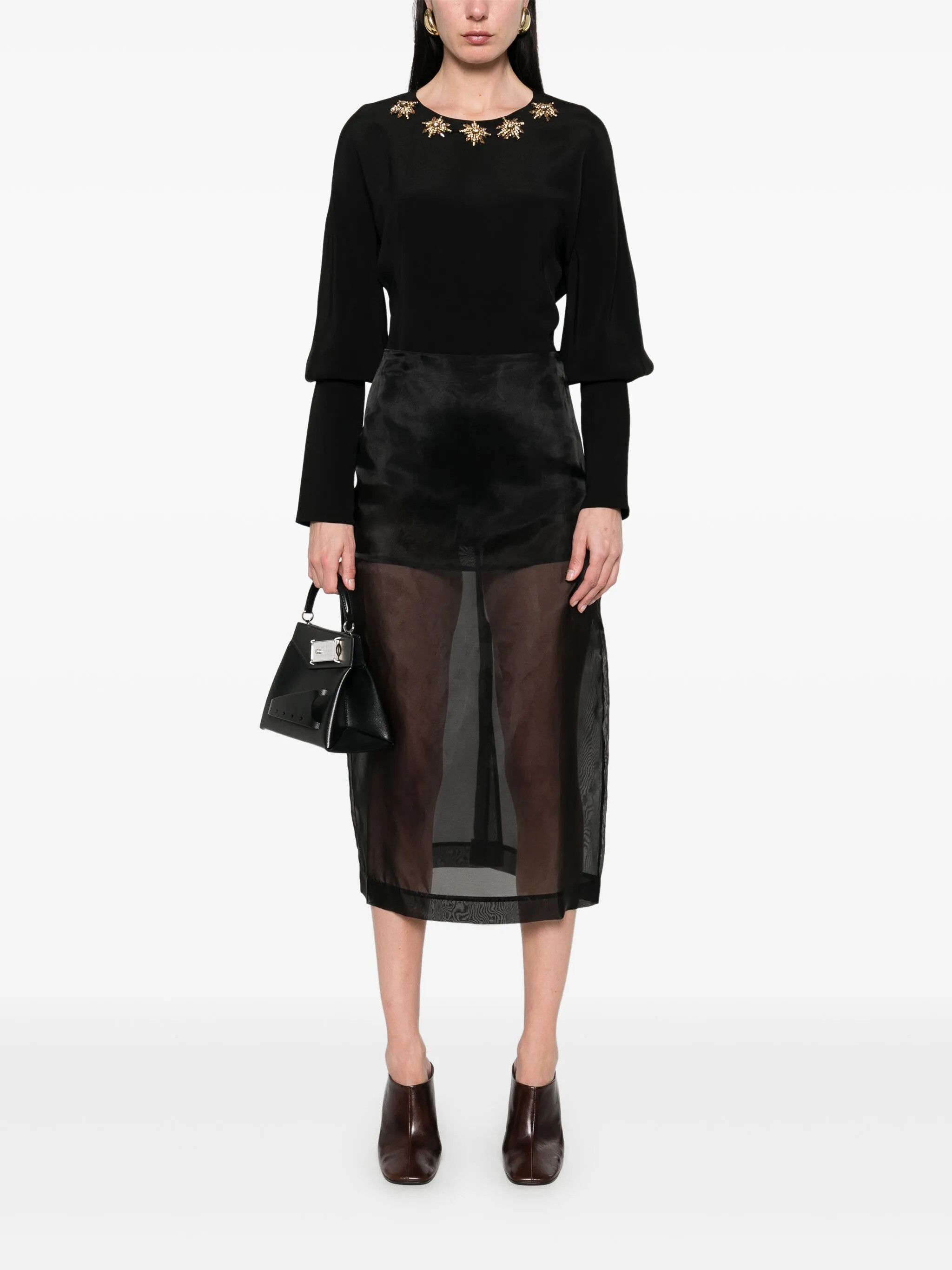 Alexander McQueen o1y0325 Silk Top in Black Size XS / US 0-2 / IT 36-38 - 2 Thumbnail