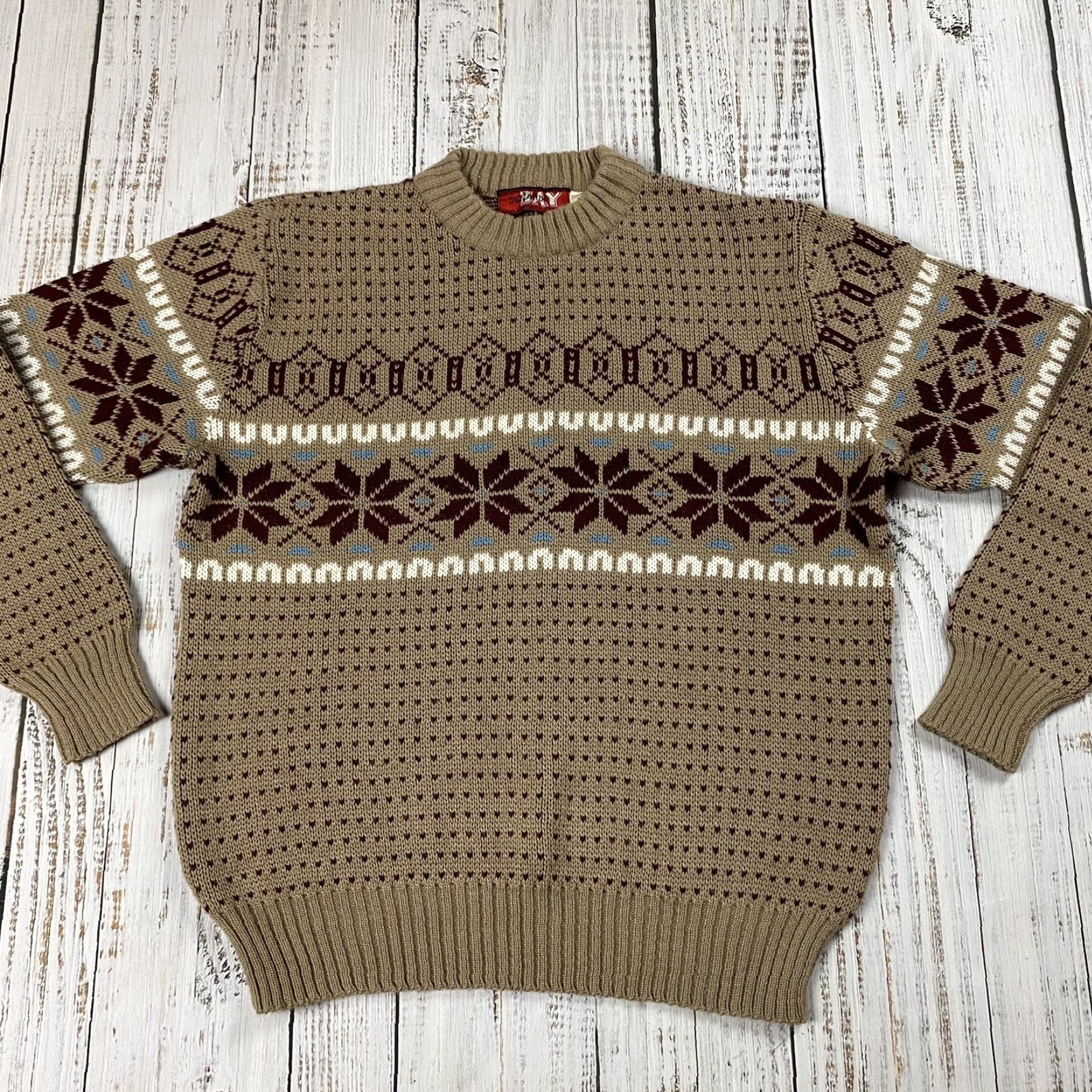 Vintage VINTAGE Buzzards Nordic Fair Isle Sweater Womens XL Brown Crew Neck Knit Pullover 80s Retro Size XL / US 12-14 / IT 48-50 - 2 Thumbnail