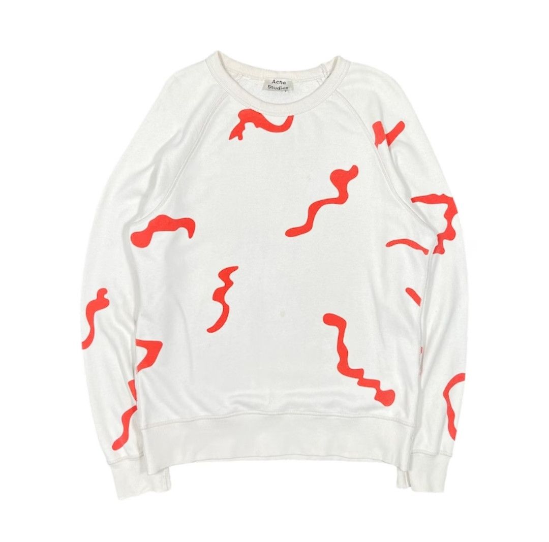 image of Acne Studios Crewneck College Slogan Paw14 in White, Men's (Size Medium)