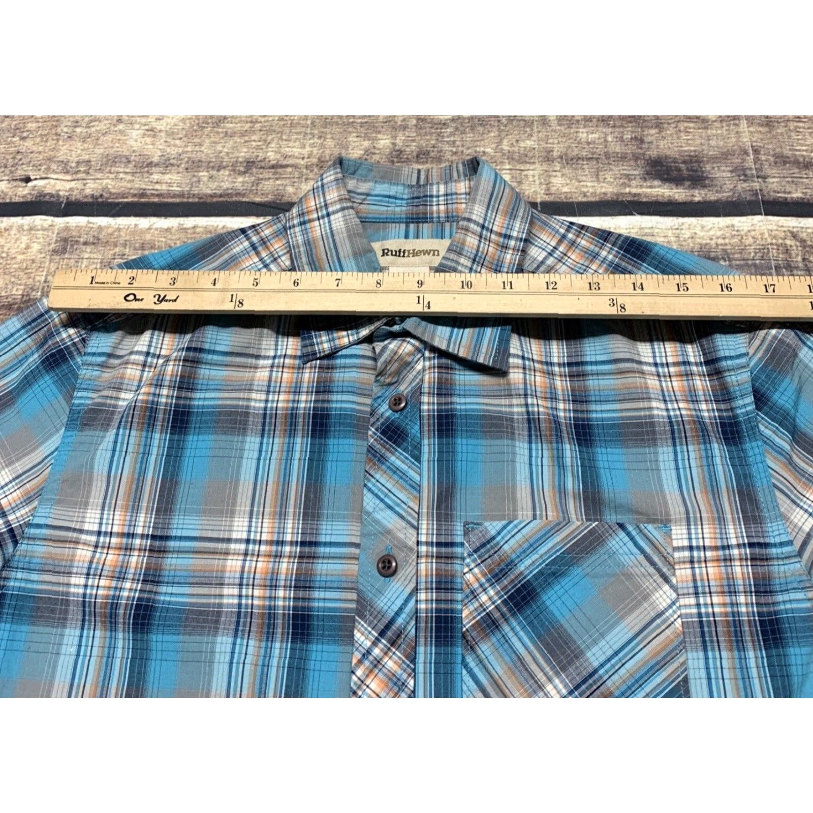 Vintage Ruff Hewn Mens Shirt Short Sleeve Small Blue Teal Plaid Western Button-Down Size US S / EU 44-46 / 1 - 4 Thumbnail