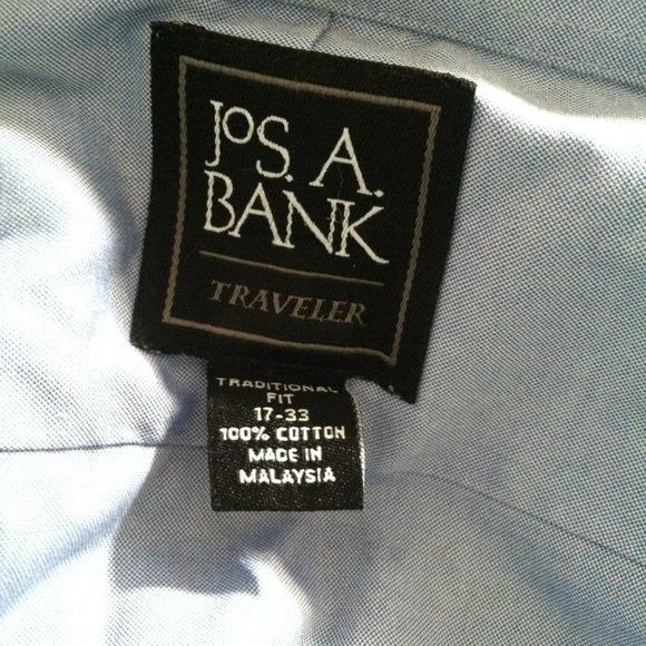 Jos. A. Bank JOS.A.BANK MENS BLUE 100%COTTON DRESS SHIRT SIZE: 17-33 Size US XL / EU 56 / 4 - 4 Thumbnail