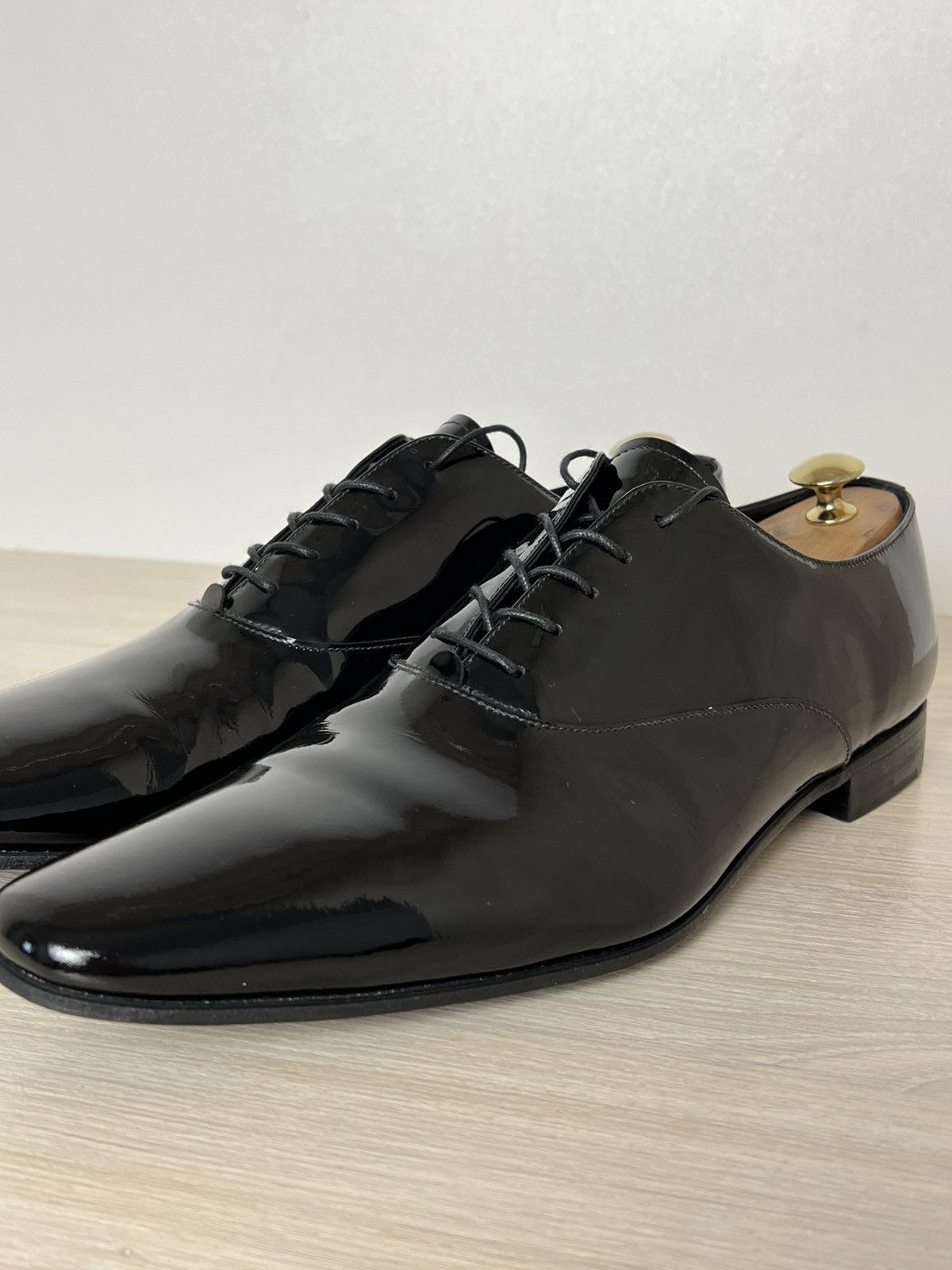 Prada Prada Black Spazzolato Leather Oxfords Size US 10.5 / EU 43-44 - 4 Thumbnail