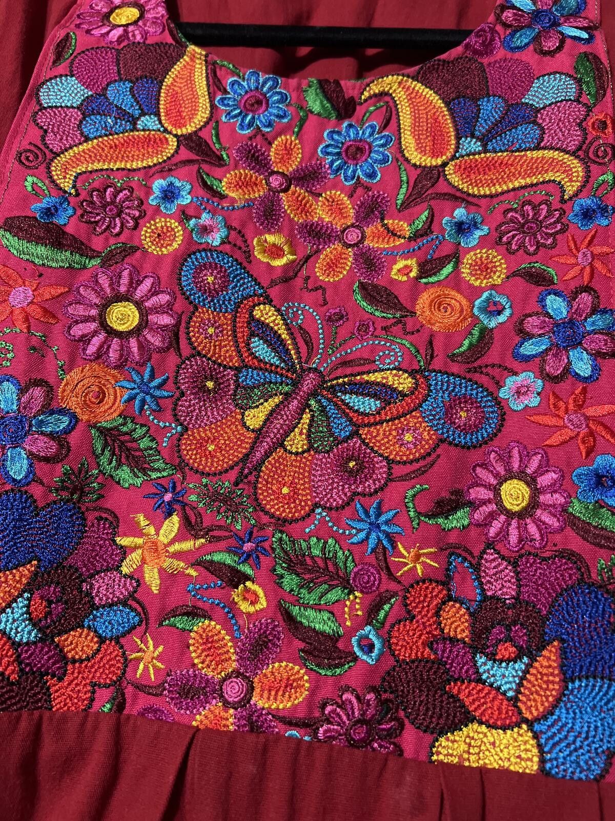 The Unbranded Brand Bohemian Embroidered Burgundy Midi Dress Butterfly XL-2X Size XL / US 12-14 / IT 48-50 - 5 Thumbnail