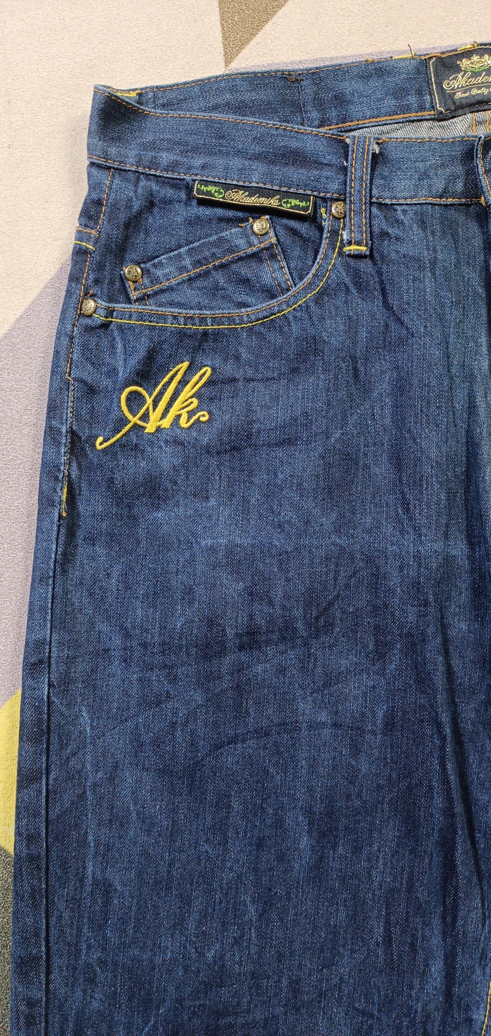 Akademiks × JNCO × Japanese Brand Akademiks Jeans Baggy Dark Wash Embroidered Pockets Hip Hop Size US 34 / EU 50 - 9 Thumbnail