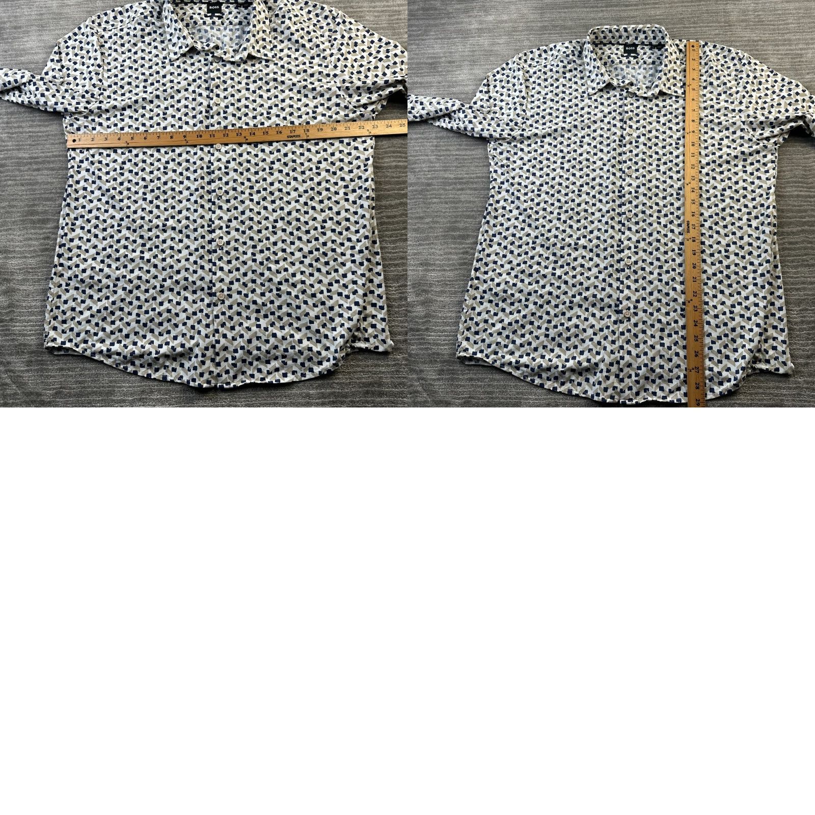 Hugo Boss HUGO BOSS Shirt Mens 2XL Button-Up Slim Fit Geometric Pattern Gray Long Sleeve Collared Casual Vintage: No Size US XXL / EU 58 / 5 - 8 Thumbnail