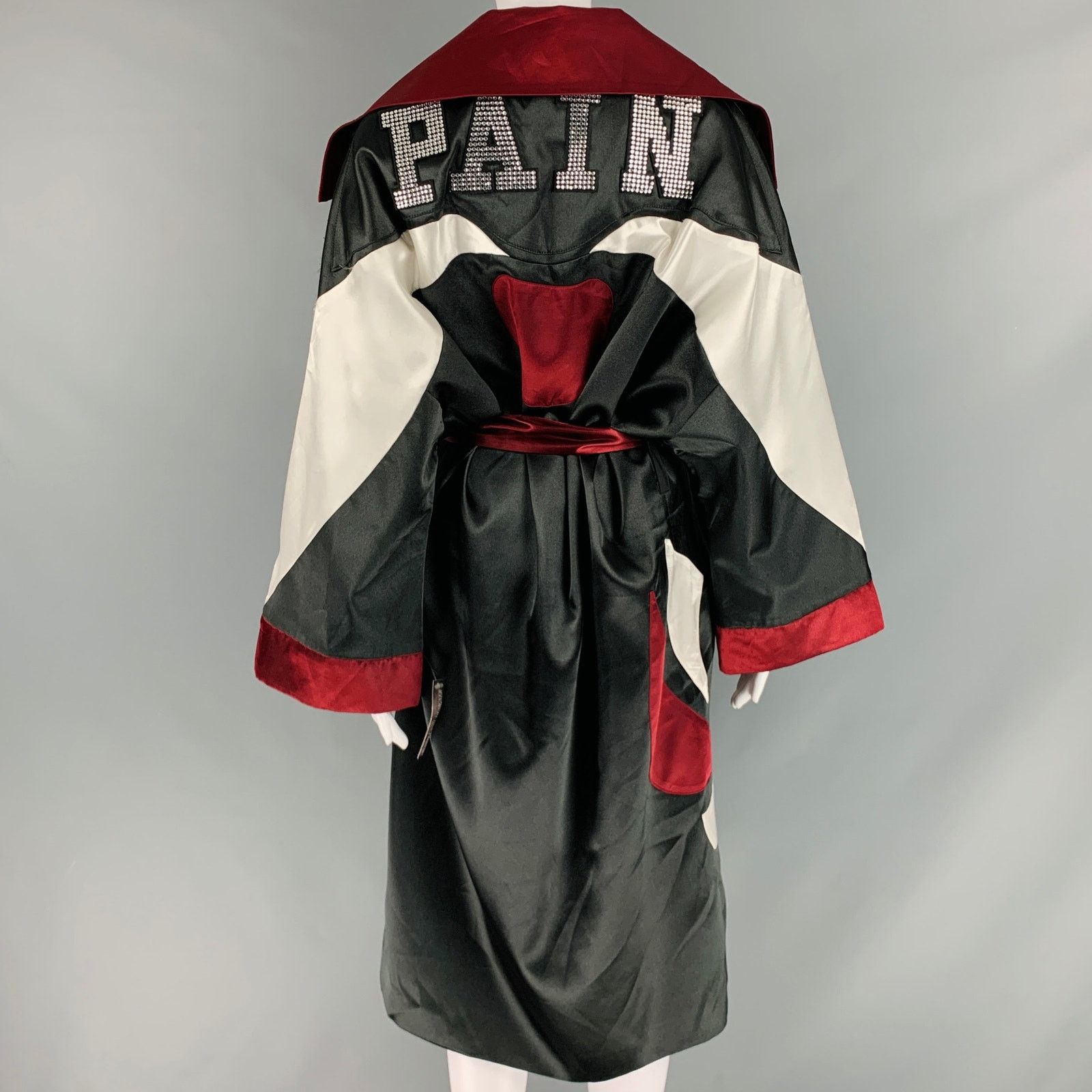 Misbhv MISBHV Black Burgundy Polyamide Blend Color Block Robe Coat Size S / US 4 / IT 40 - 5 Thumbnail