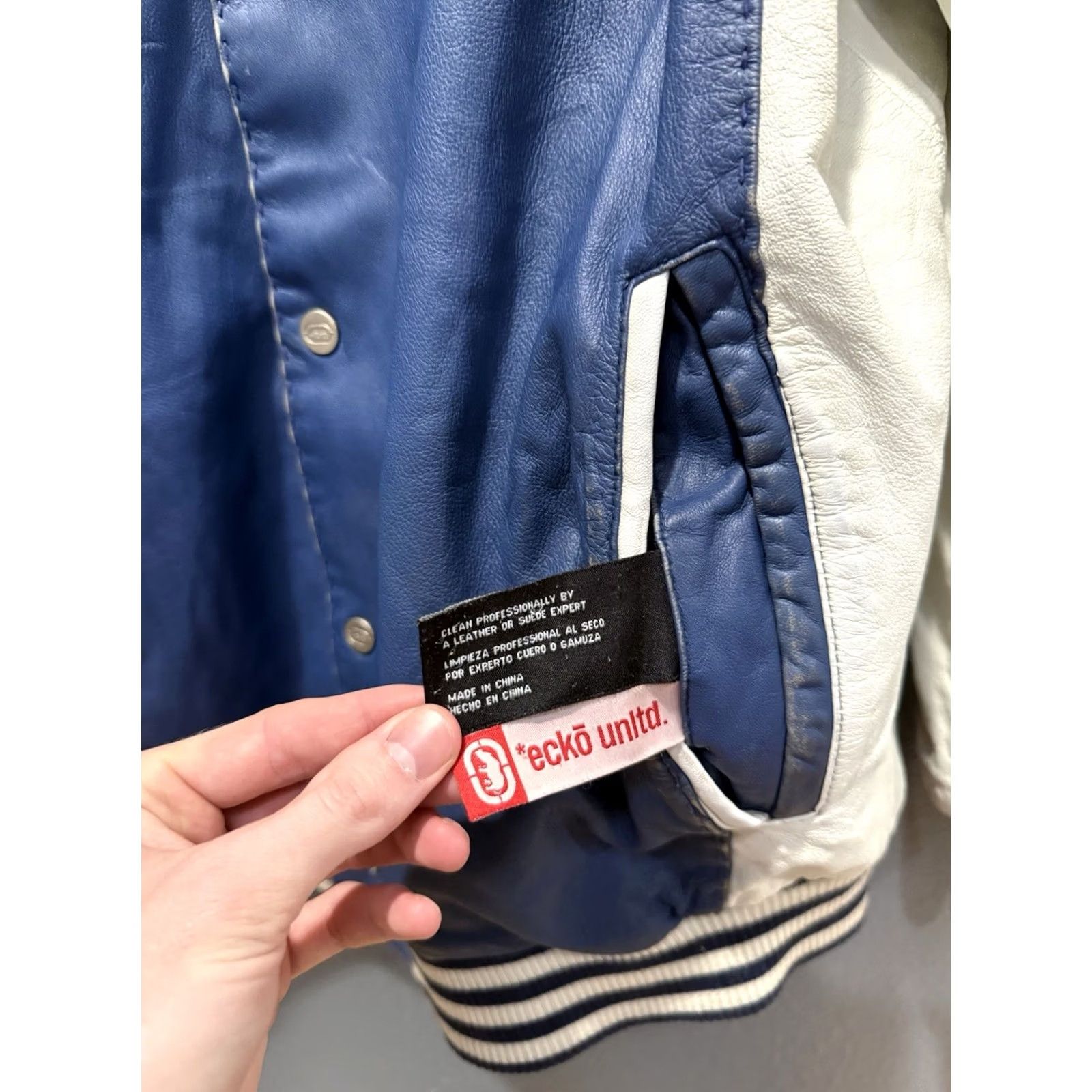 Ecko Unltd. Y2K Ecko Unltd Leather Reversible Quilted Bomber Jacket Blue L Men’s Baggy Size US L / EU 52-54 / 3 - 5 Thumbnail