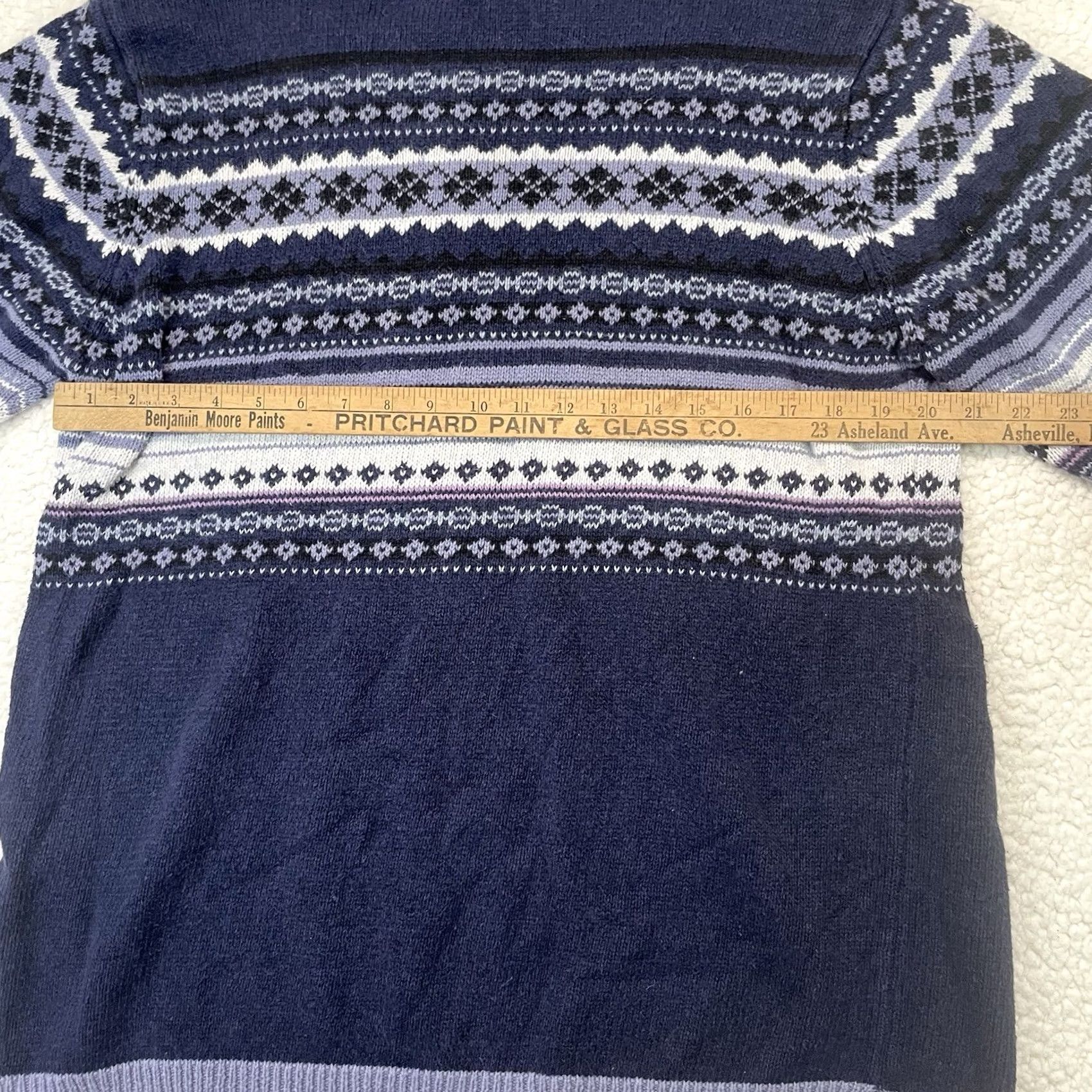 CO VINTAGE Erika & Co Fair Isle Knit Sweater Womens L Blue Cotton 90s Nordic Pullover Size L / US 10 / IT 46 - 6 Thumbnail