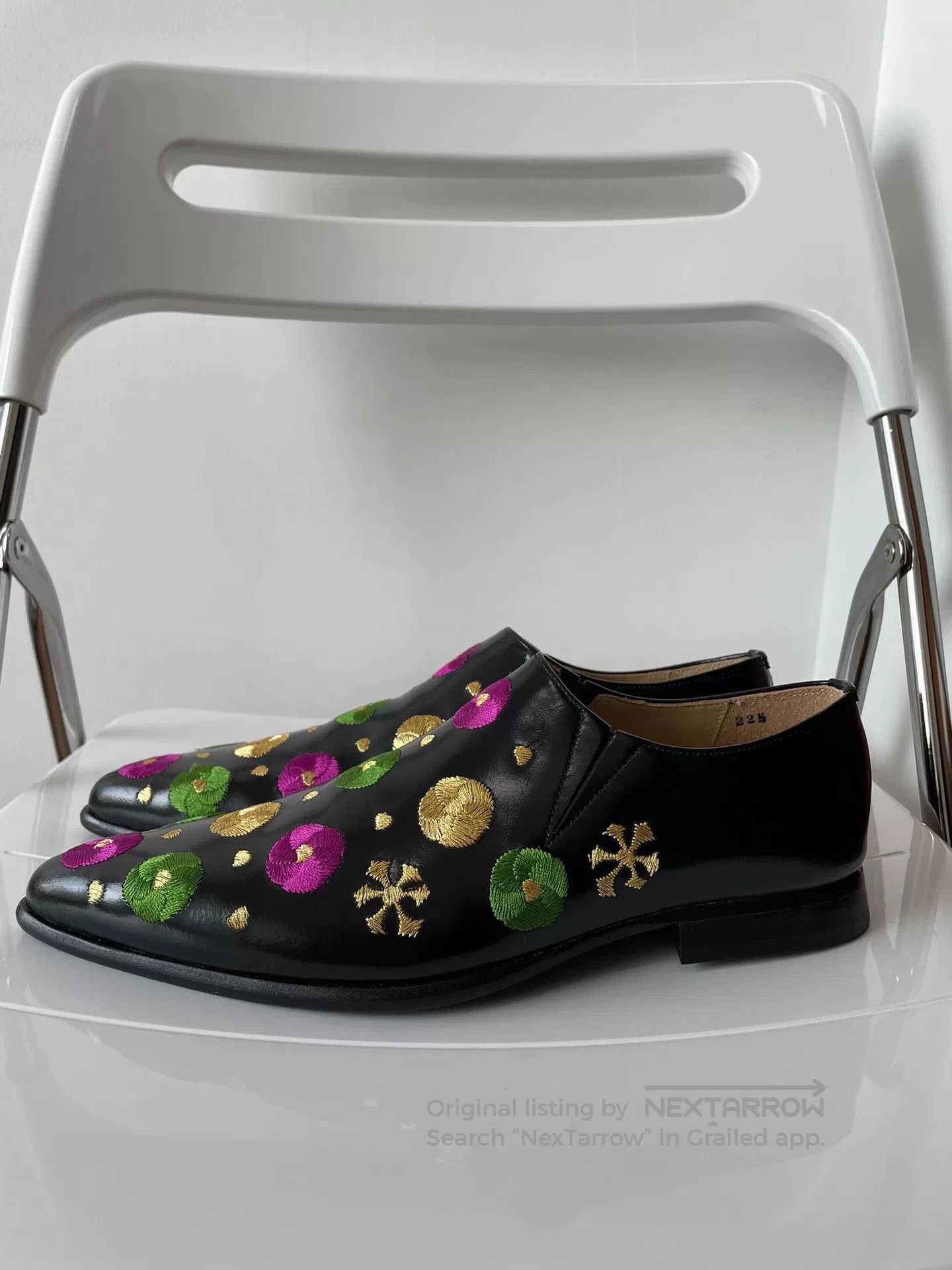 Comme des Garcons Comme des Garçons Embroidered Black Leather Shoes. Size US 4 / IT 34 - 2 Thumbnail