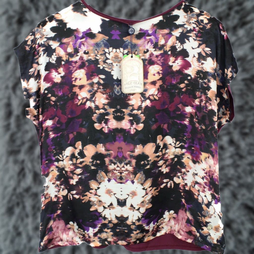 La Martina LA MARTINA Printed Silk Satin Blouse Women's MEDIUM Short Sleeve Size M / US 6-8 / IT 42-44 - 1 Thumbnail