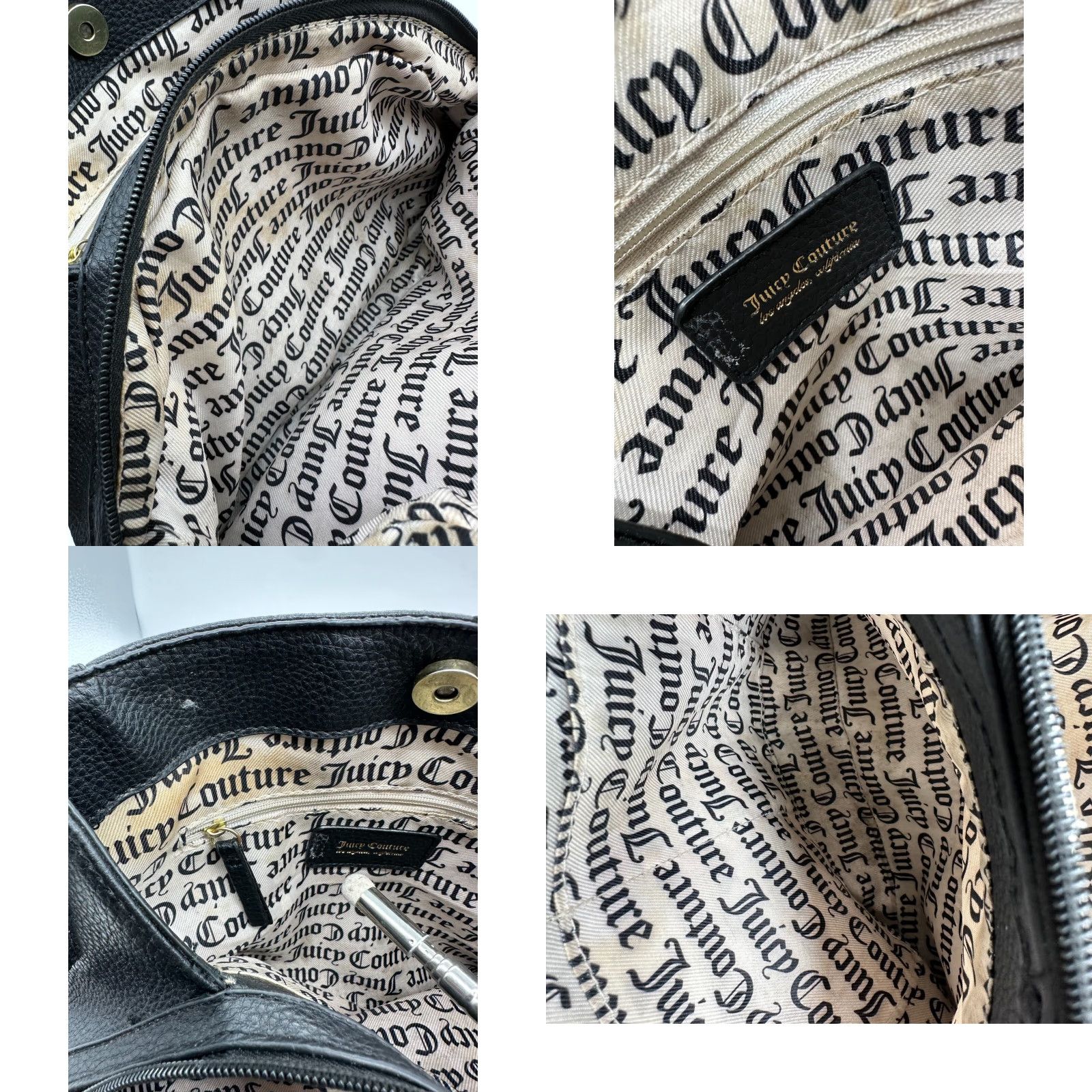 Juicy Couture Juicy Couture Shoulder Bag Women Medium Black Leather Gold Hardware Zipper Pebble Seas the Day Size ONE SIZE - 8 Thumbnail
