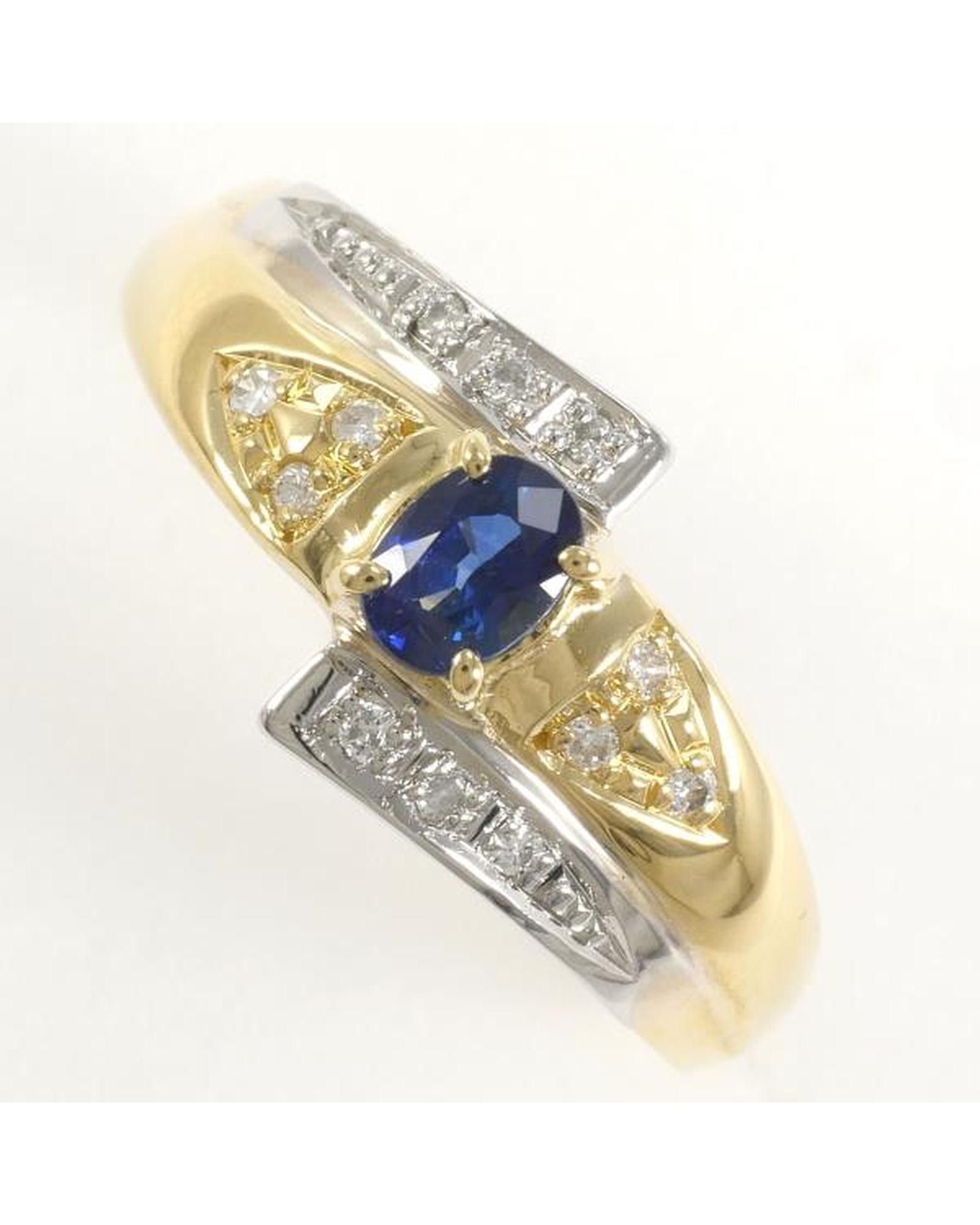 image of 18K & Platinum Sapphire Ring In Excellent Condition in Gold, Women's