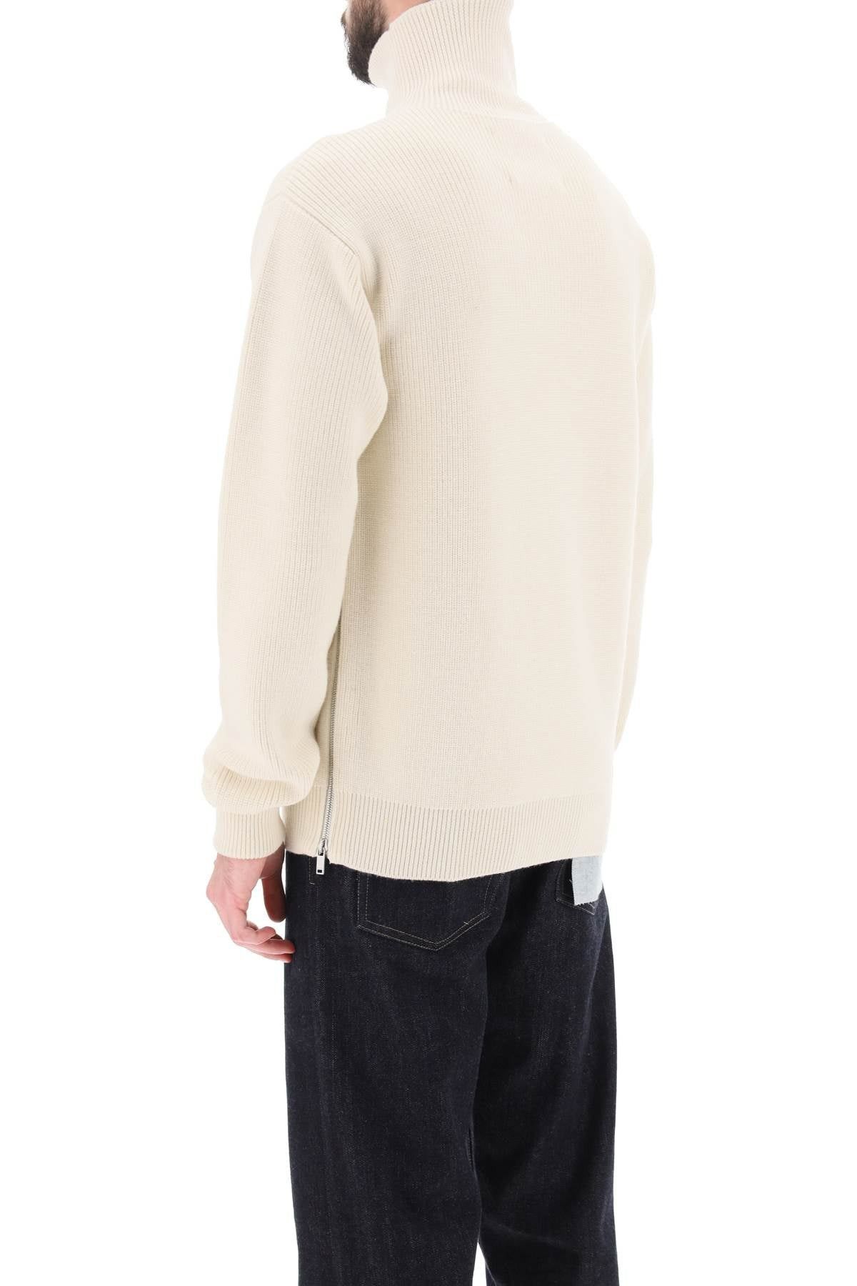 Jil Sander o1y1124 Side Zip High Neck Sweater in Cream Size US M / EU 48-50 / 2 - 3 Thumbnail