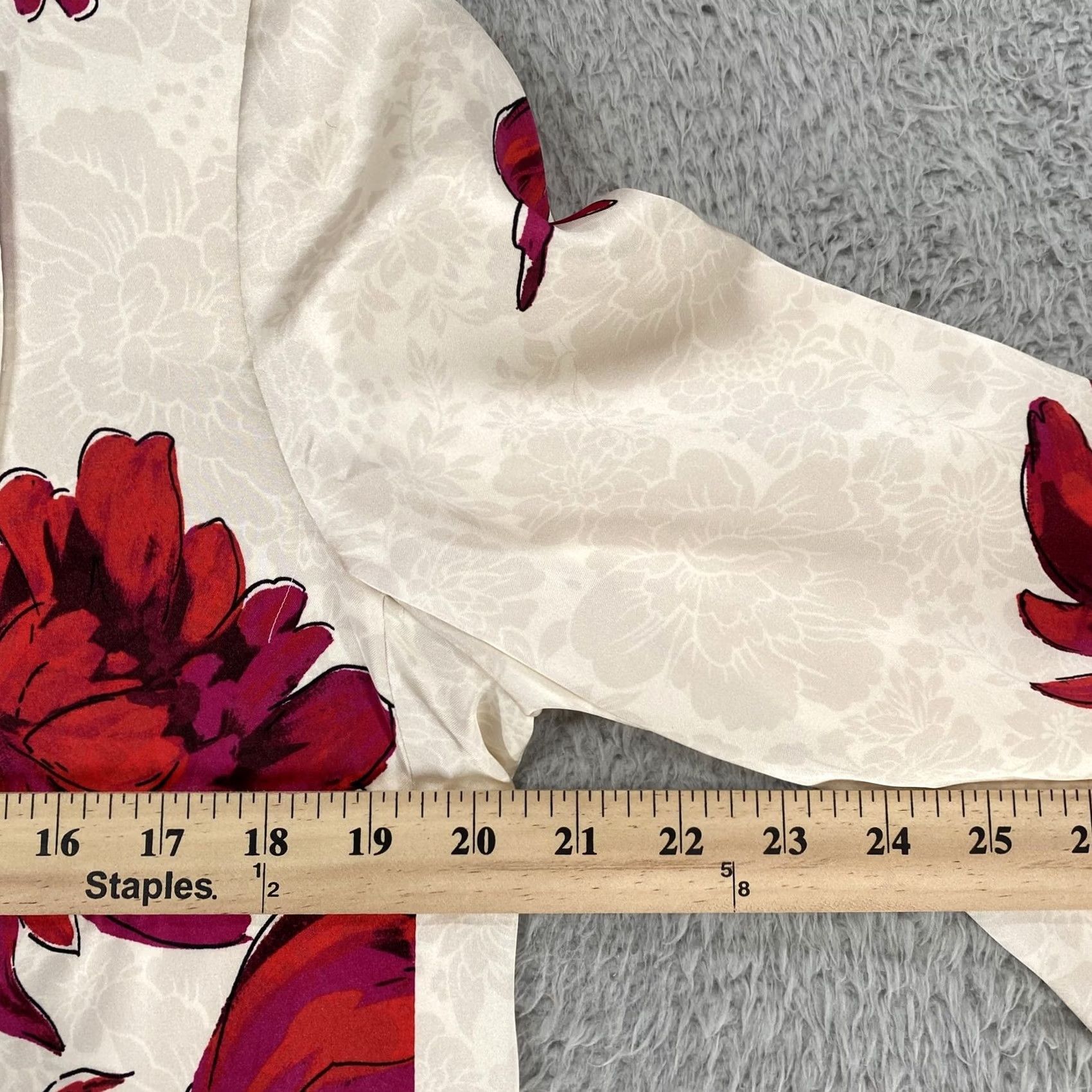 Zara Zara Floral Print Satin Effect Blazer Womens Large Cream Pink Open Front Jacket Size L / US 10 / IT 46 - 5 Thumbnail