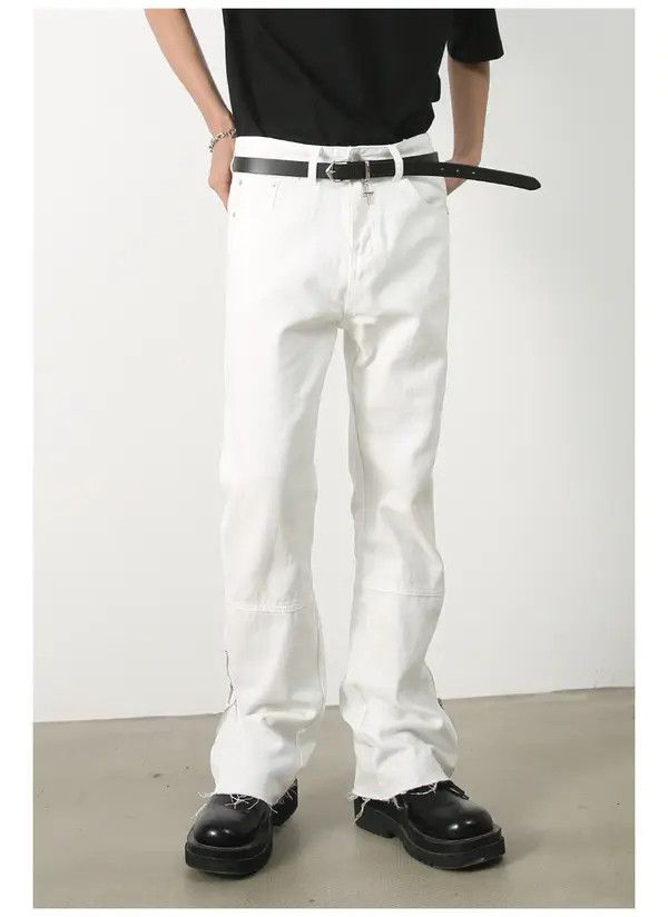 Japanese Brand Men's loose straight raw edge casual flared jeans Size US 32 / EU 48 - 1 Thumbnail