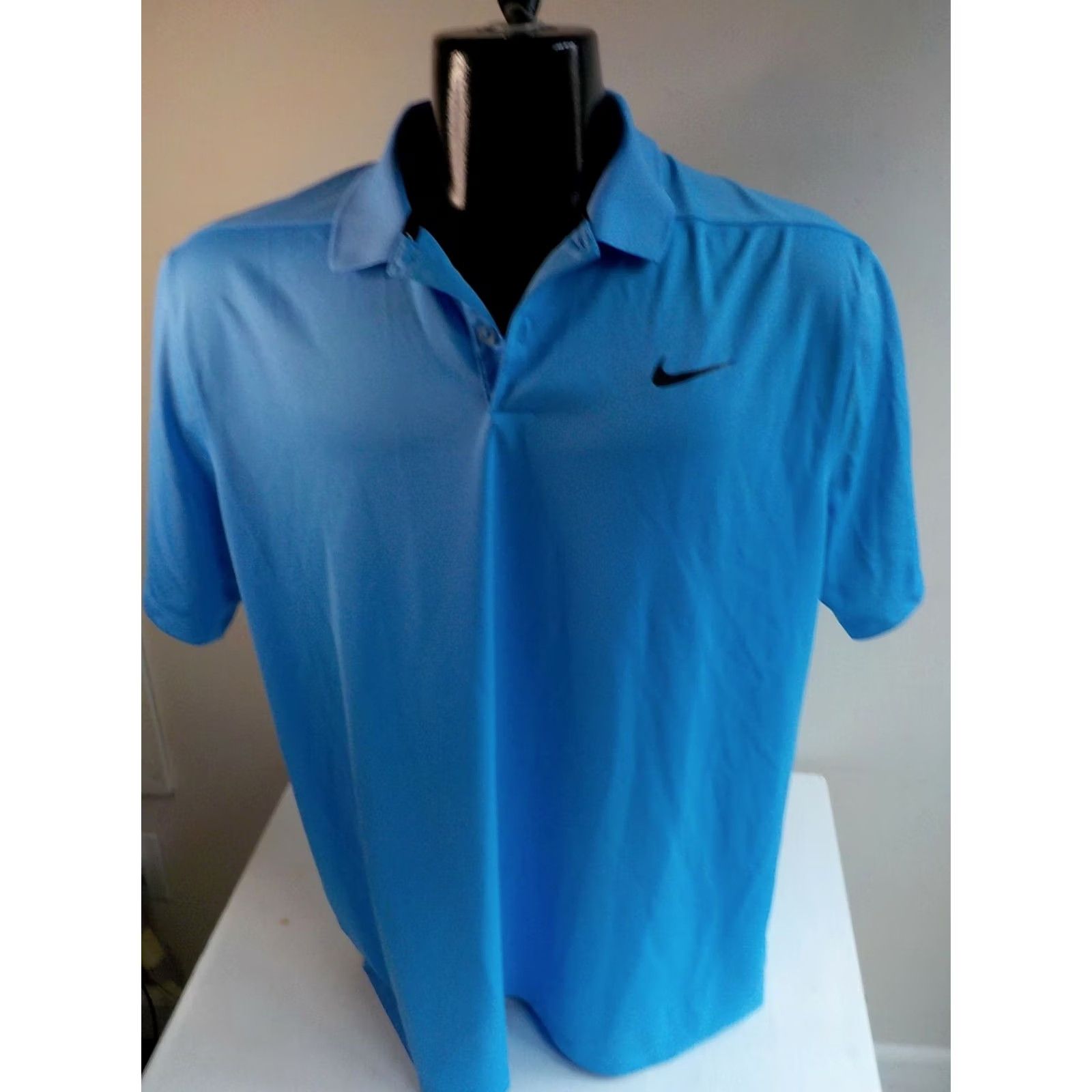 Nike Nike Golf Dri-Fit Polo Shirt XL Blue with Black Swoosh Chest Mens Short Sleeve Polyester Polo Shirt Size US XL / EU 56 / 4 - 2 Thumbnail