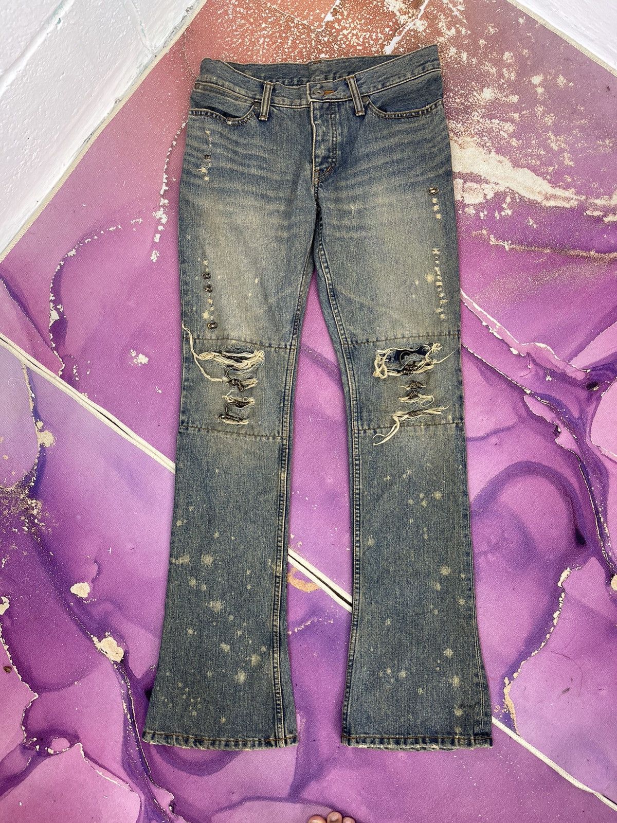 If Six Was Nine × KMRii × Le Grande Bleu (L.G.B.) TruePiece IFSIXWASNINE MUD MAX FLARE DENIM Size US 29 - 20 Thumbnail