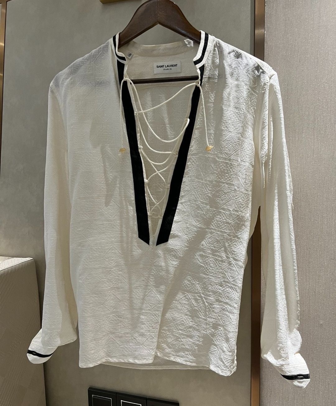 Saint Laurent Paris Saint Laurent Dark pattern laced long sleeve shirt-2505 Size US S / EU 44-46 / 1 - 2 Thumbnail