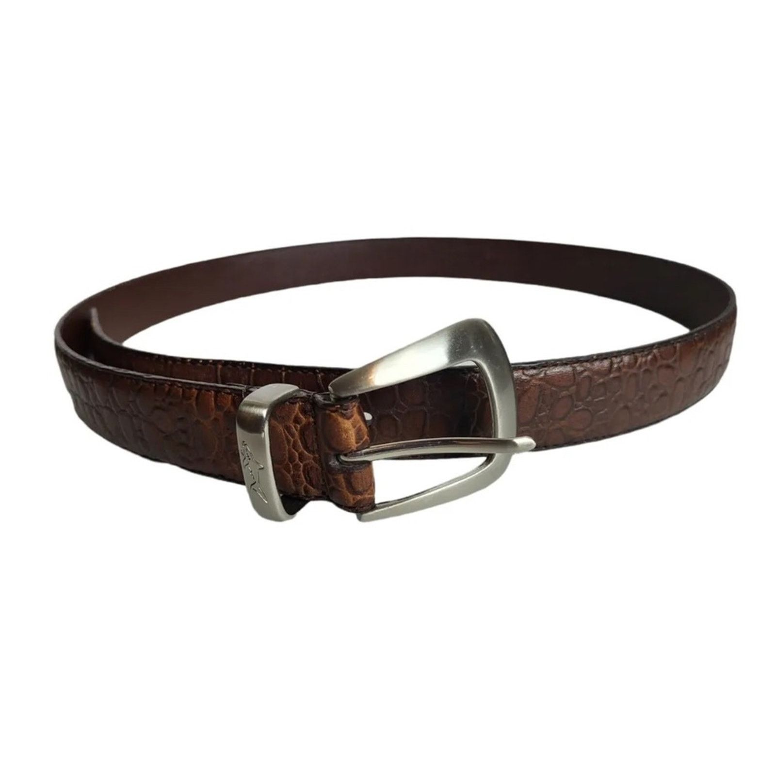 Greg Norman Greg Norman Mens Croc Brown Leather Belt Size 36 - 1 Thumbnail