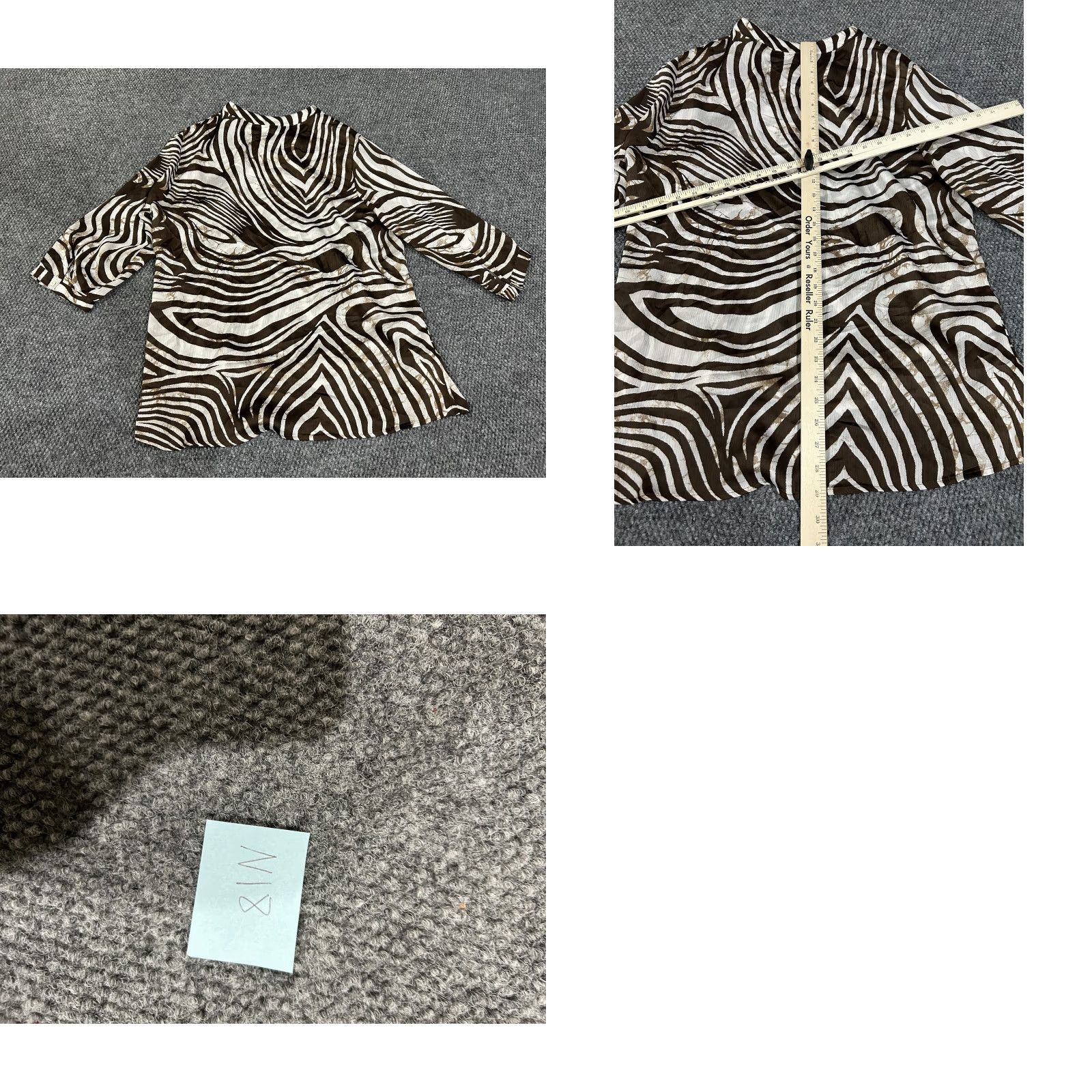 Vintage Chicos Shirt Womens Blouse Tunic 3/4 Sleeve Brown Zebra Animal Print Round Neck 3 Buttons Relaxed Fit Size XS / US 0-2 / IT 36-38 - 8 Thumbnail