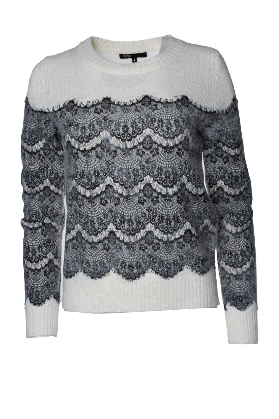 Maje Maje, knitted sweater with lace Size S / US 4 / IT 40 - 1 Thumbnail
