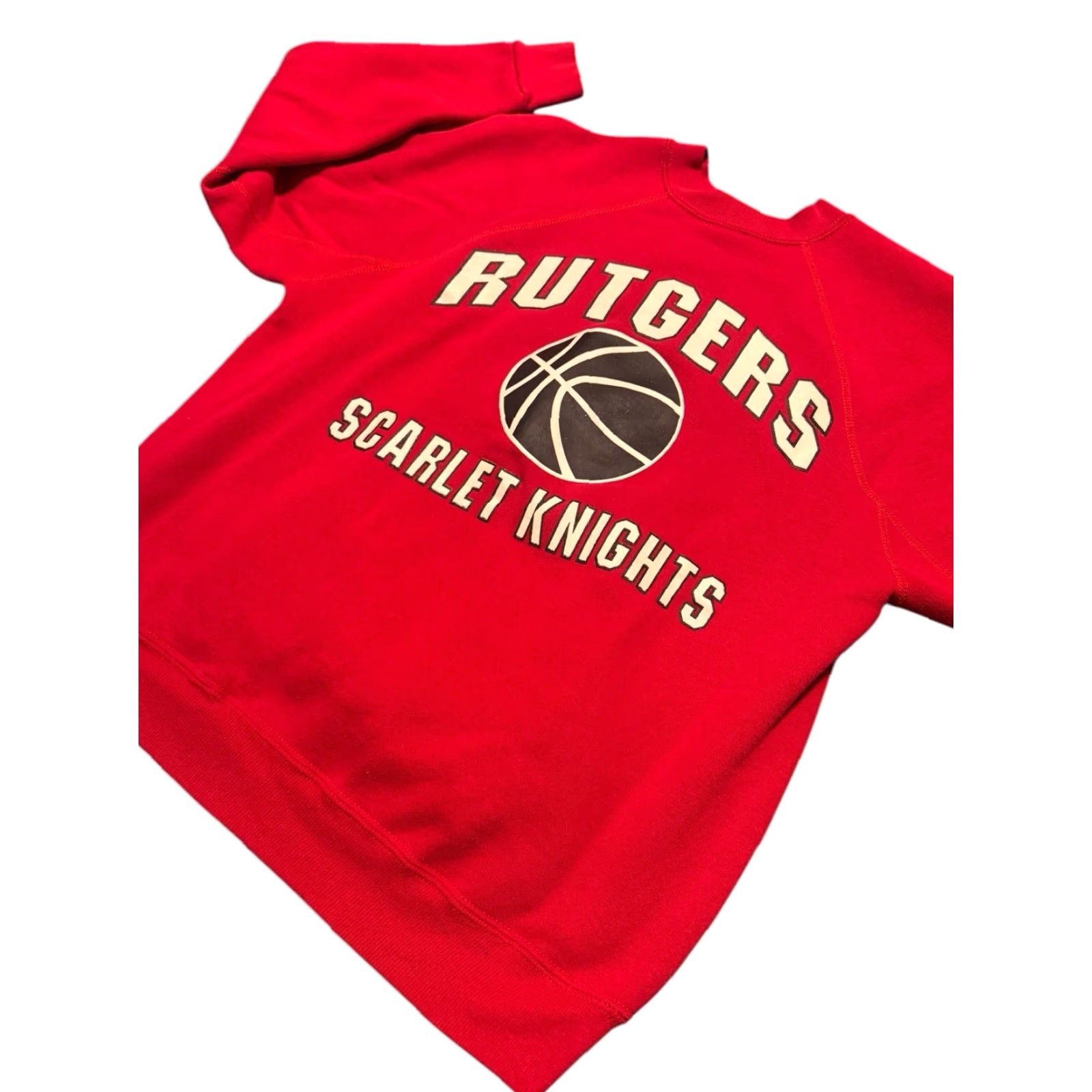 Vintage VINTAGE Rutgers Scarlet Knights Sweatshirt DS Red 80s Medium Men Pullover Crew Neck Fleece Cotton Size US M / EU 48-50 / 2 - 5 Thumbnail