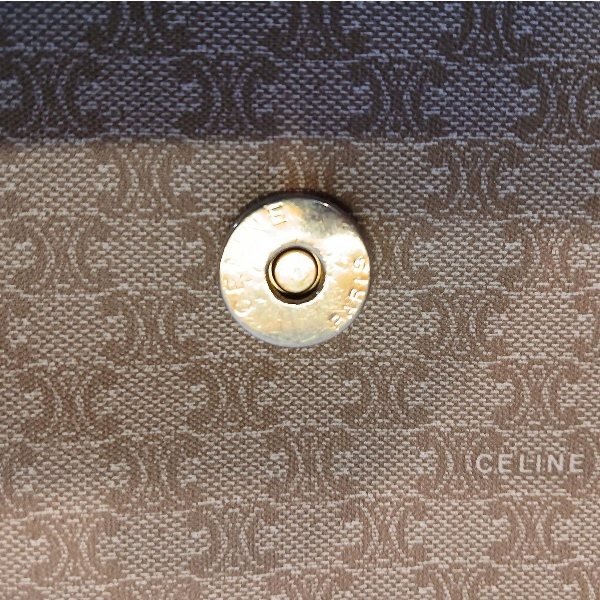 Celine Authentic Celine Triomphe Logo Macadam Beige Crossbody Bag Size ONE SIZE - 15 Thumbnail