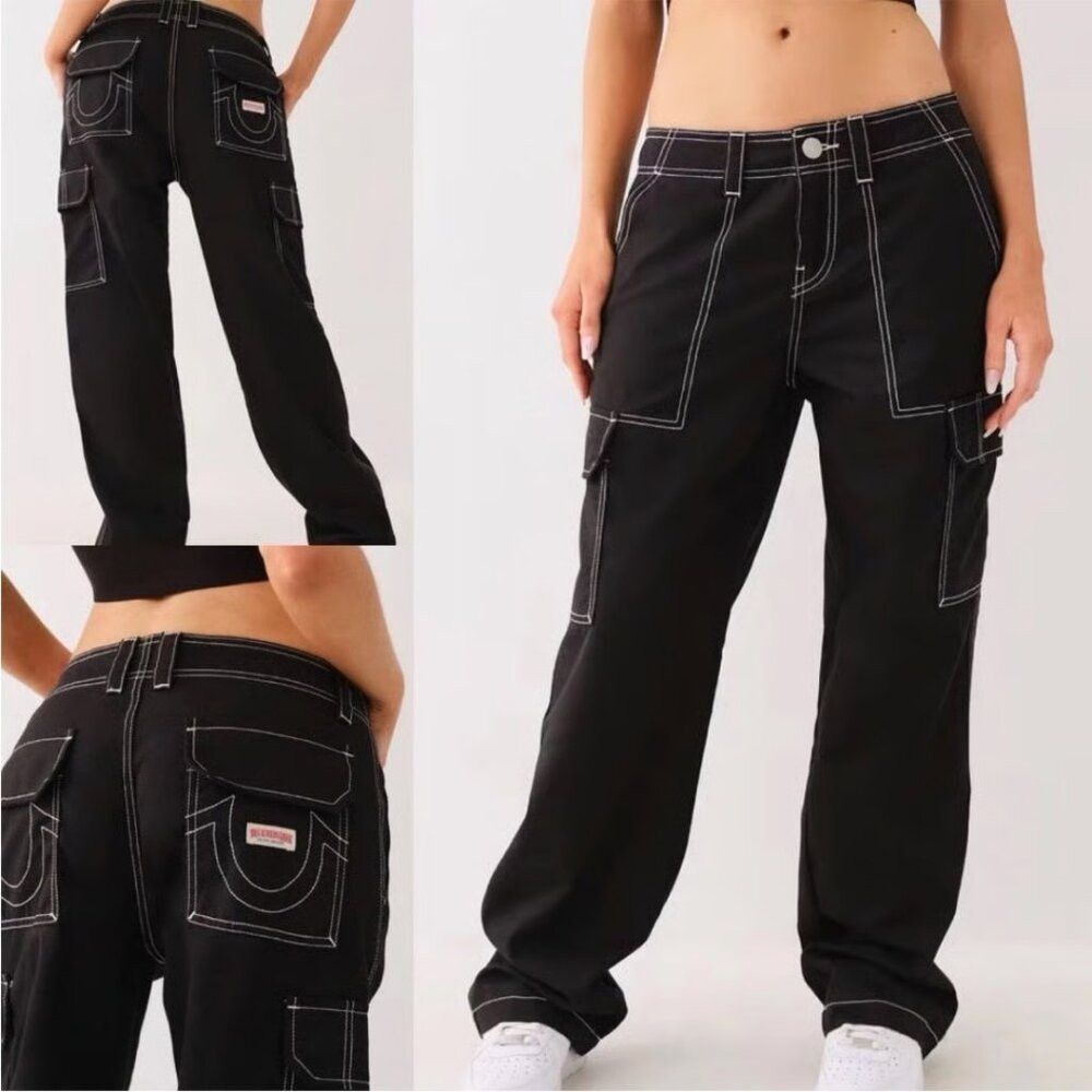 True Religion NWT New $139 True Religion MILITARY SINGLE NEEDLE CARGO Bla Size 31" - 1 Thumbnail