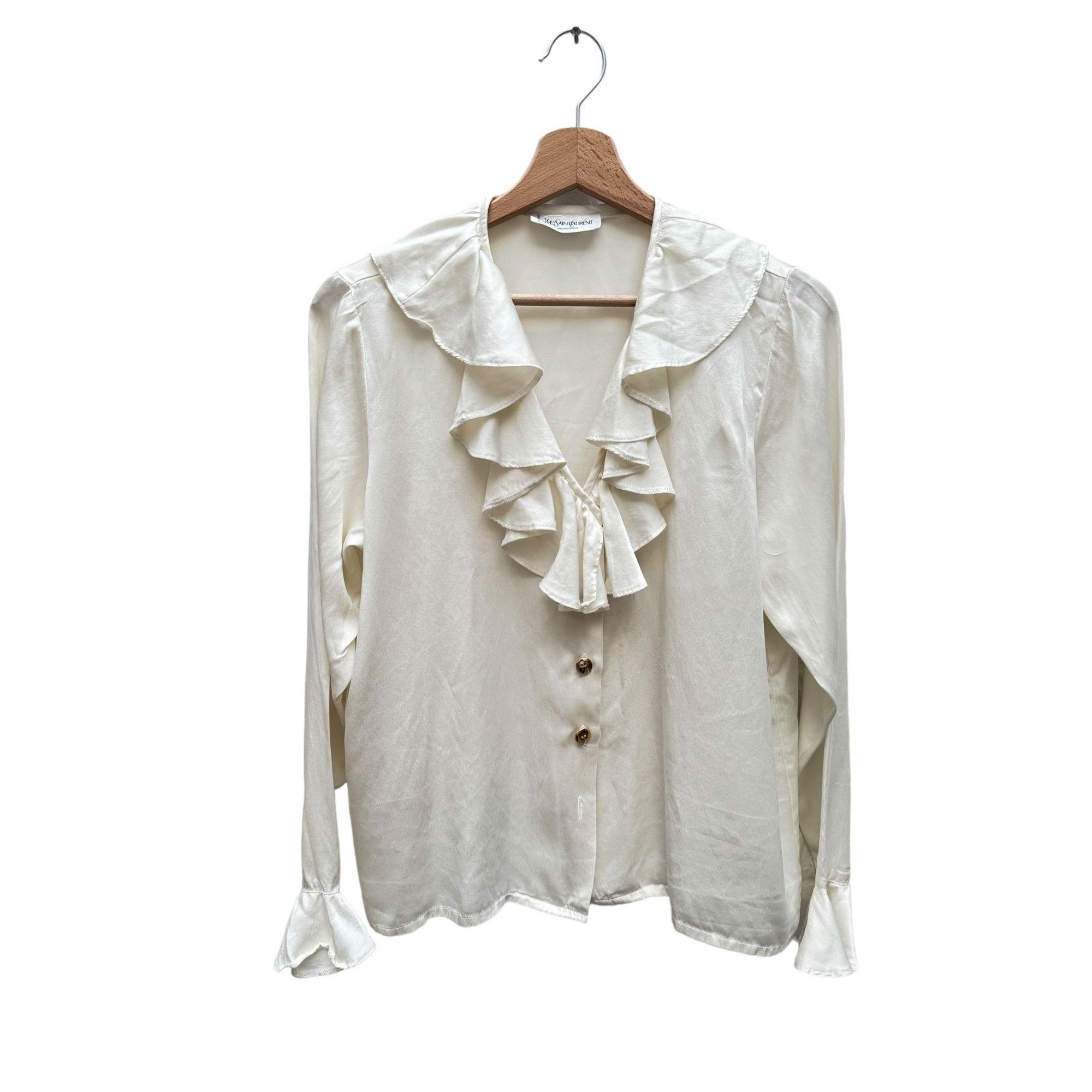 Yves Saint Laurent Offwhite Silk Shirt Size M / US 6-8 / IT 42-44 - 2 Thumbnail