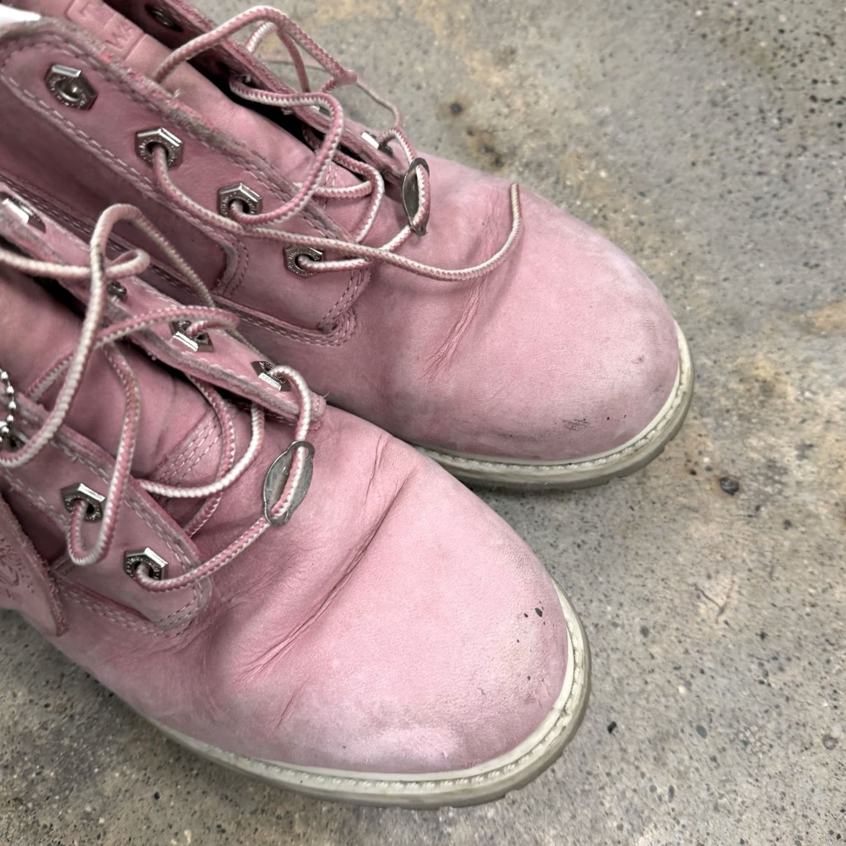 Timberland Timberland Pink Nubuck Leather Ankle Boots Womens Size 9M Lace Up Tree Logo Bootie Shoe Size US 7 / IT 37 - 5 Thumbnail