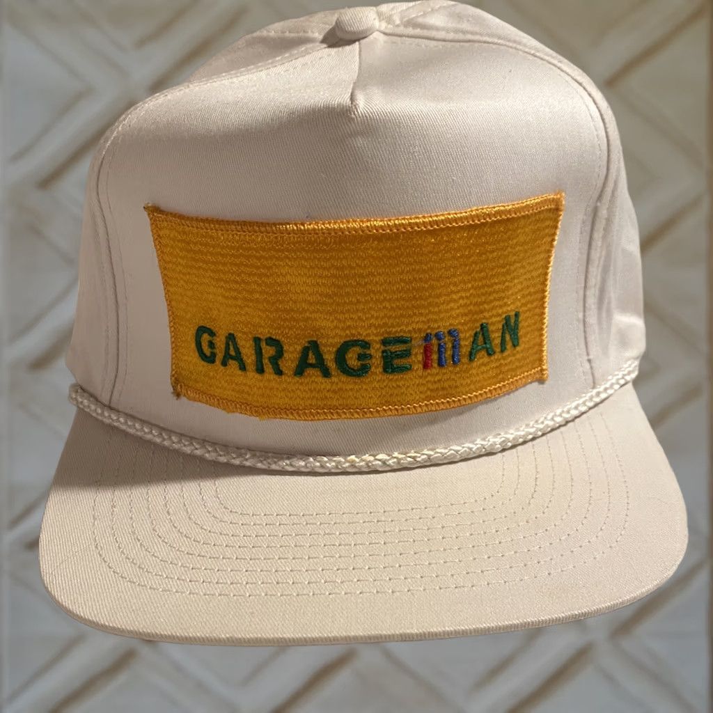 Garage VINTAGE HaT White Strapback Hat Hot Rod Racing NASCAR NHRA Men Adjustable Snapback Garageman Size ONE SIZE - 1 Thumbnail