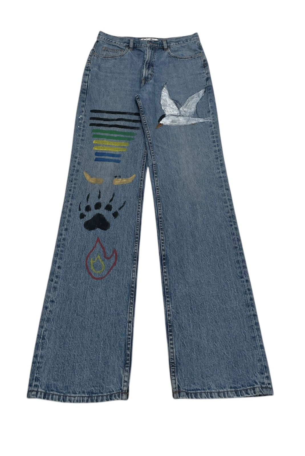 Indigo Palms × Vintage Rare Design Vintage Brand Indigo Palms Art Jeans 1990s Size US 35 - 1 Thumbnail