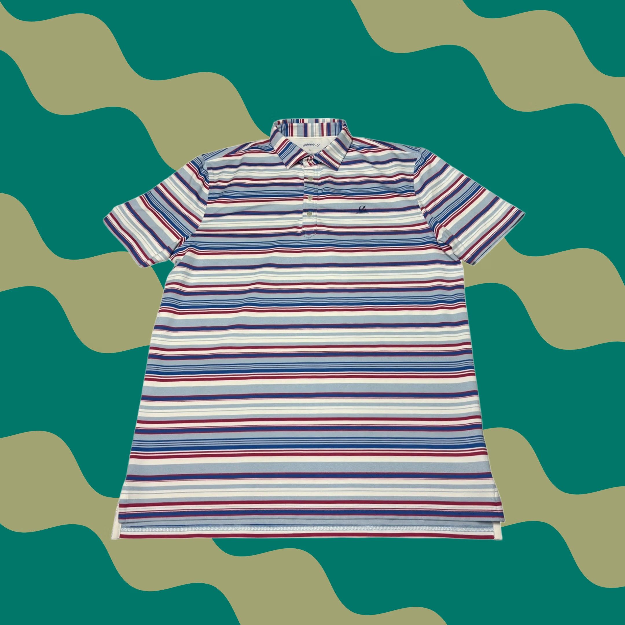 johnnie-O johnnie-O Mens L Striped Performance Golf Polo Shirt Blue Red White Multicolor Short Sleeve Casual/Activewear Shirt Size US L / EU 52-54 / 3 - 1 Thumbnail
